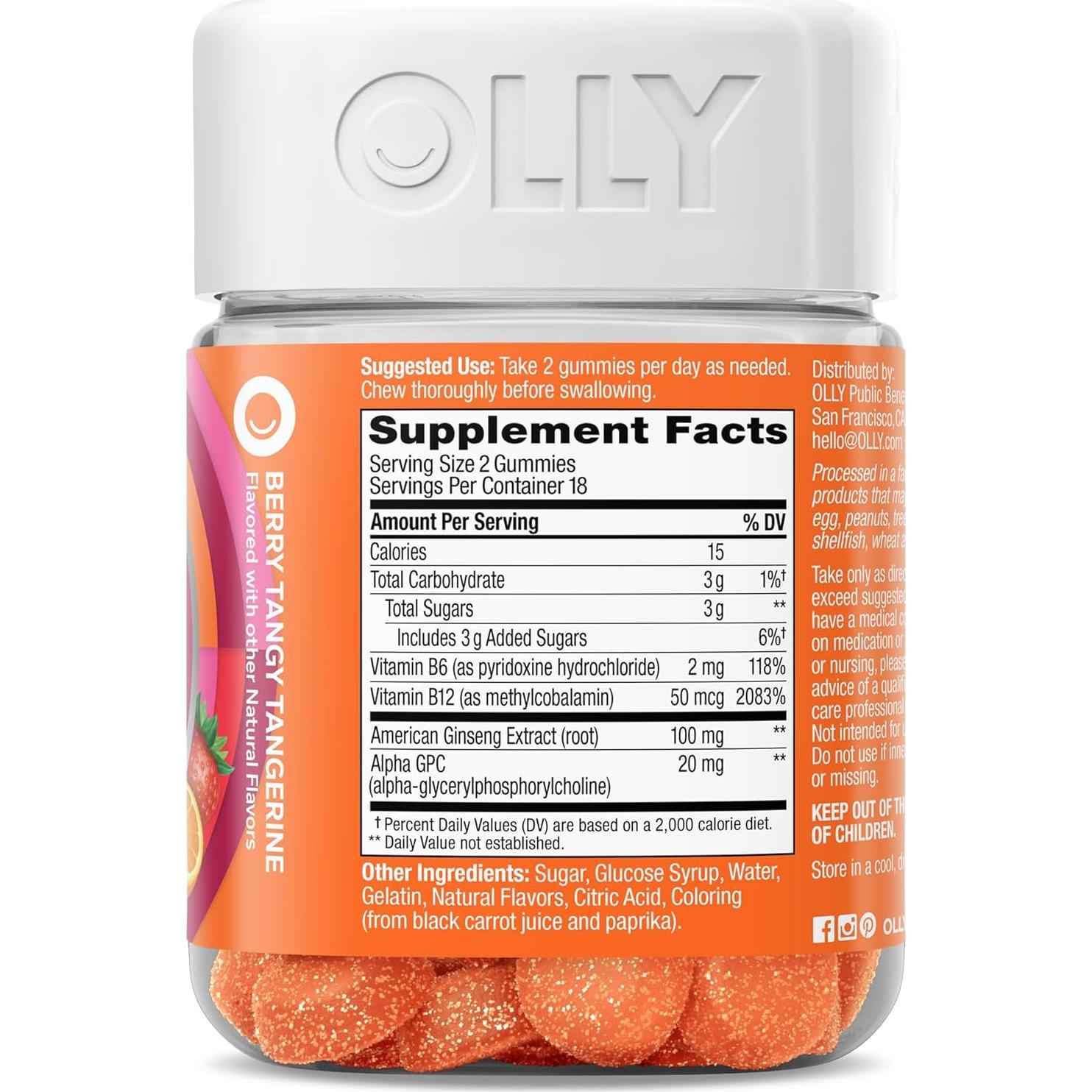 Gomitas OLLY Laser Focus con Ginseng y Vitaminas B - 36 Unidades