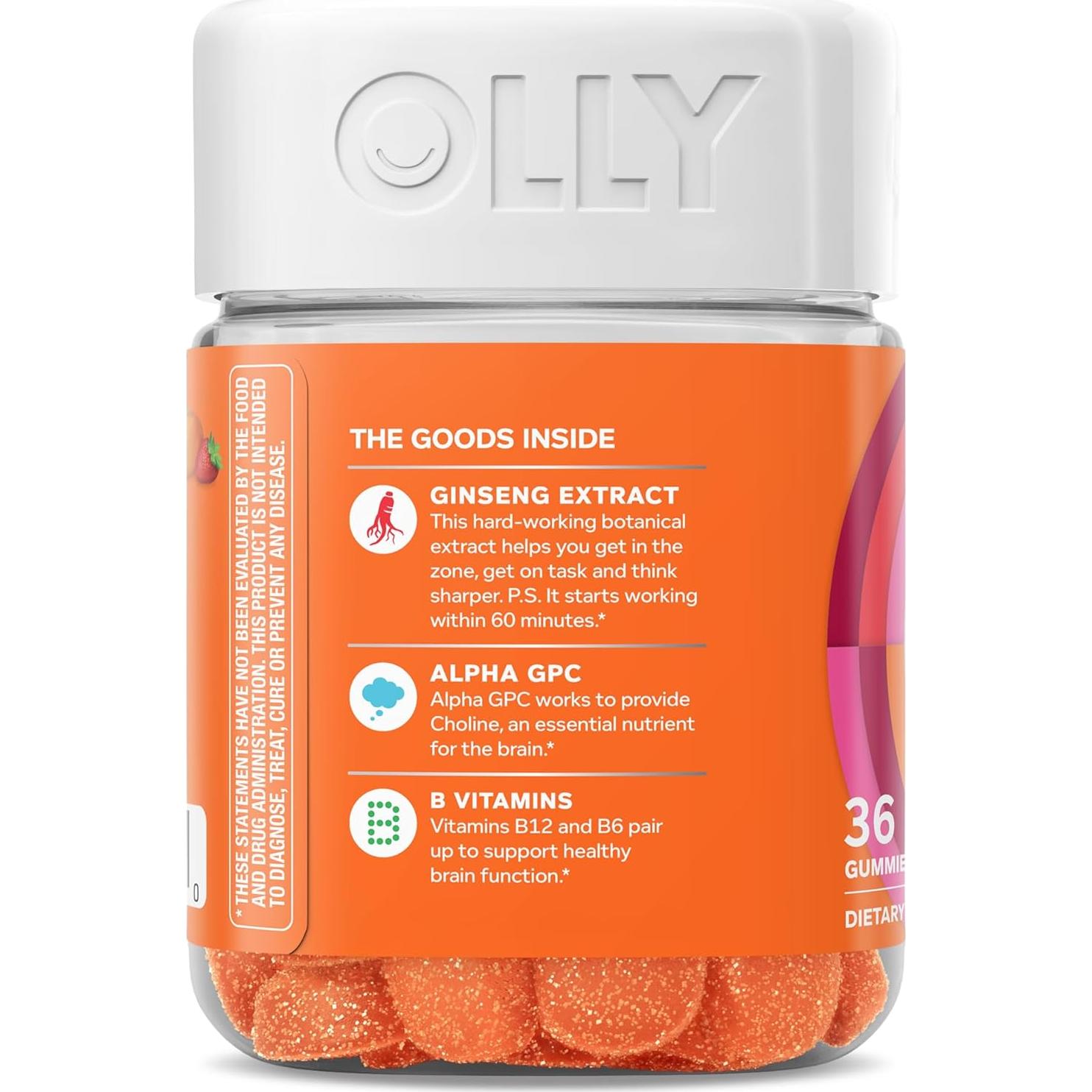 Gomitas OLLY Laser Focus con Ginseng y Vitaminas B - 36 Unidades