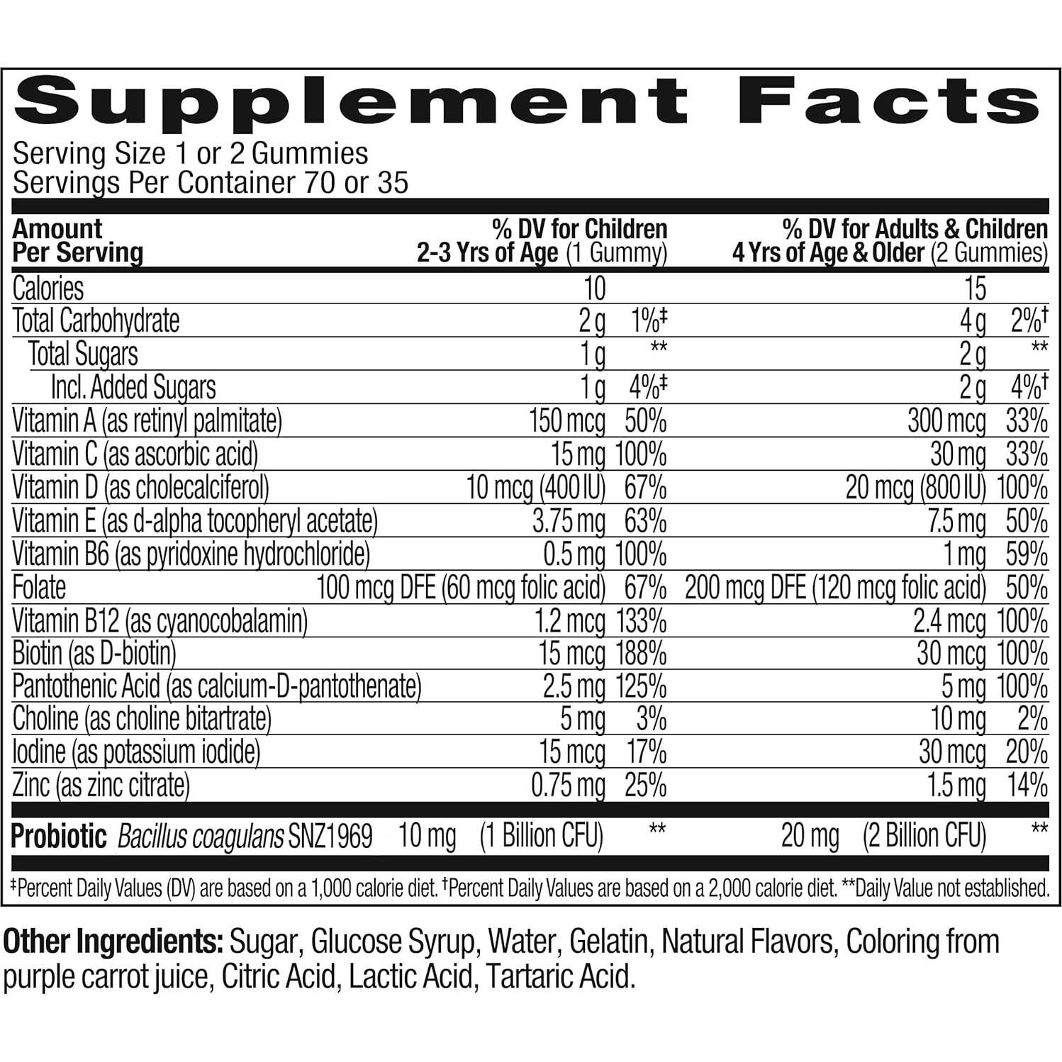 OLLY Kids Gummy Multivitamina y Probiótico 70 Conteo