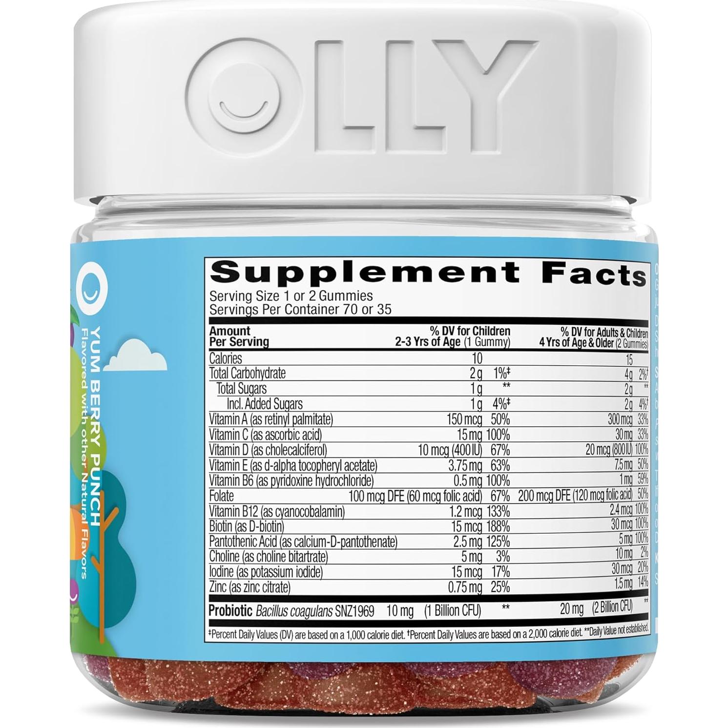 OLLY Kids Gummy Multivitamina y Probiótico 70 Conteo