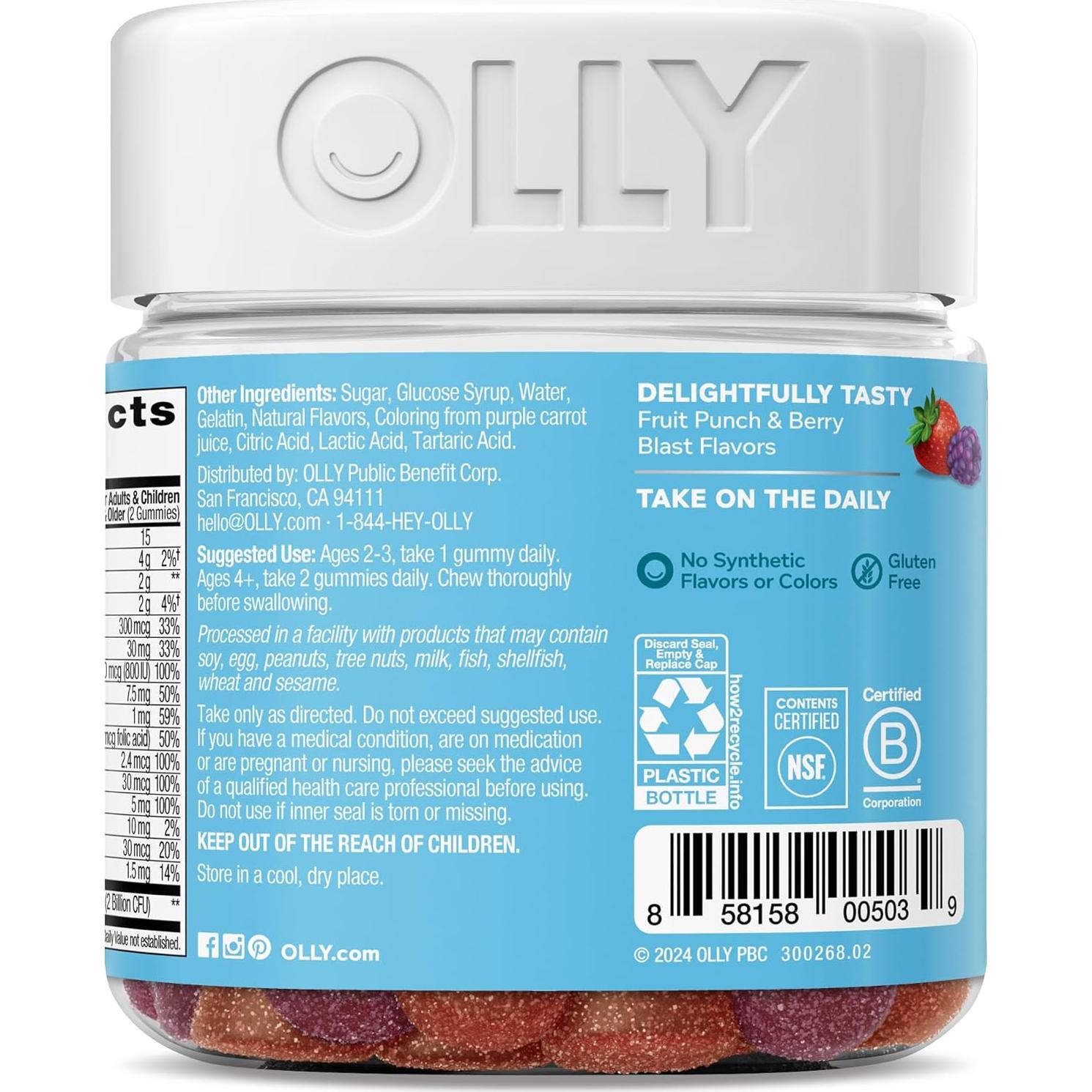 OLLY Kids Gummy Multivitamina y Probiótico 70 Conteo