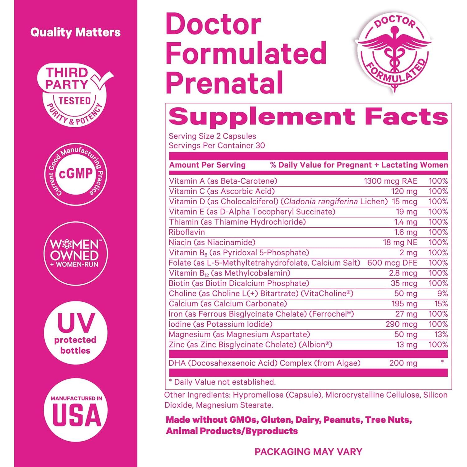 Vitaminas Prenatales Pink Stork con DHA y Folato - 60 Cápsulas