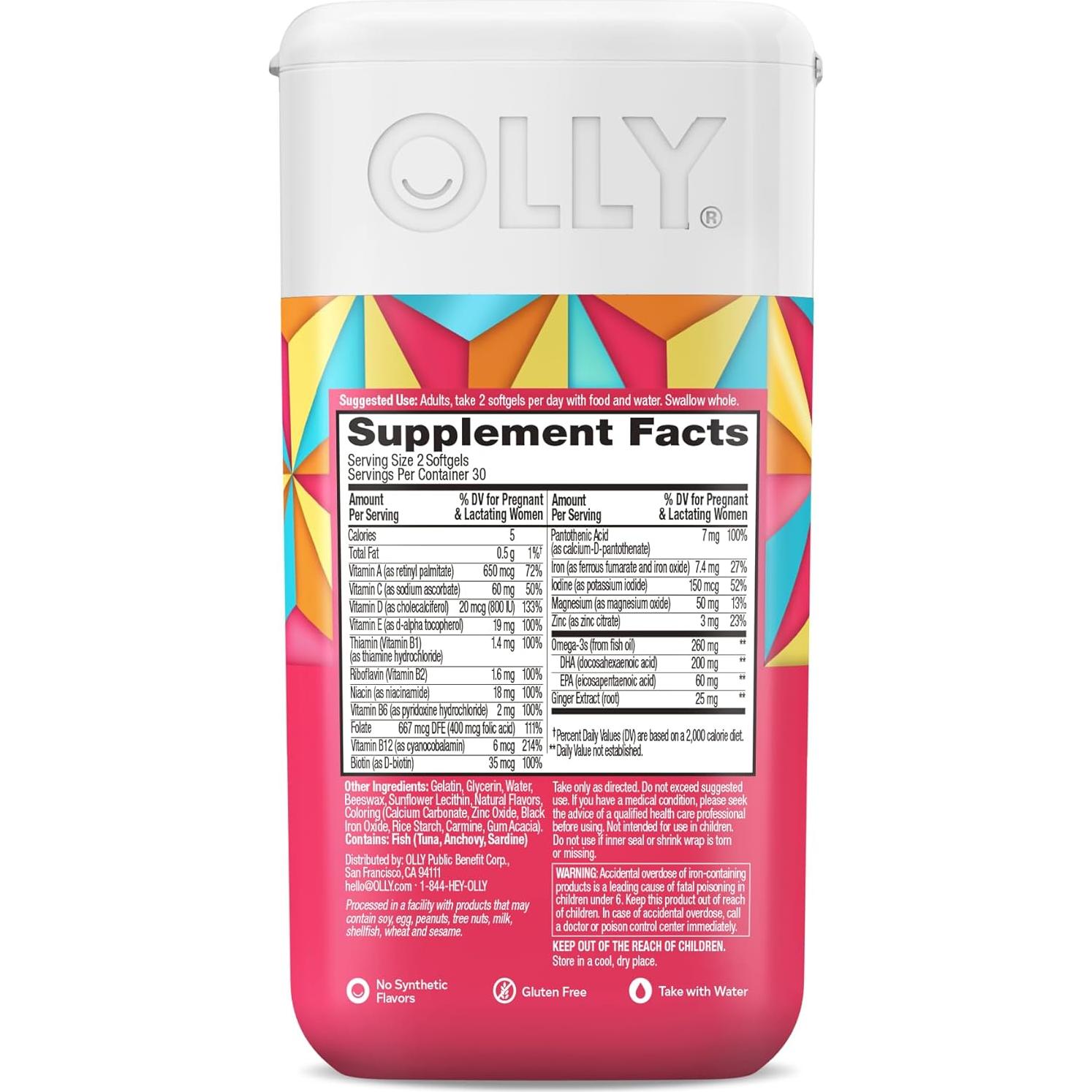 Suplemento Prenatal OLLY Multivitamínico Ultra Fuerte 60 Softgels