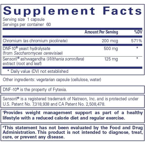 Suplemento Saciedad Pure Encapsulations | 60 Cápsulas