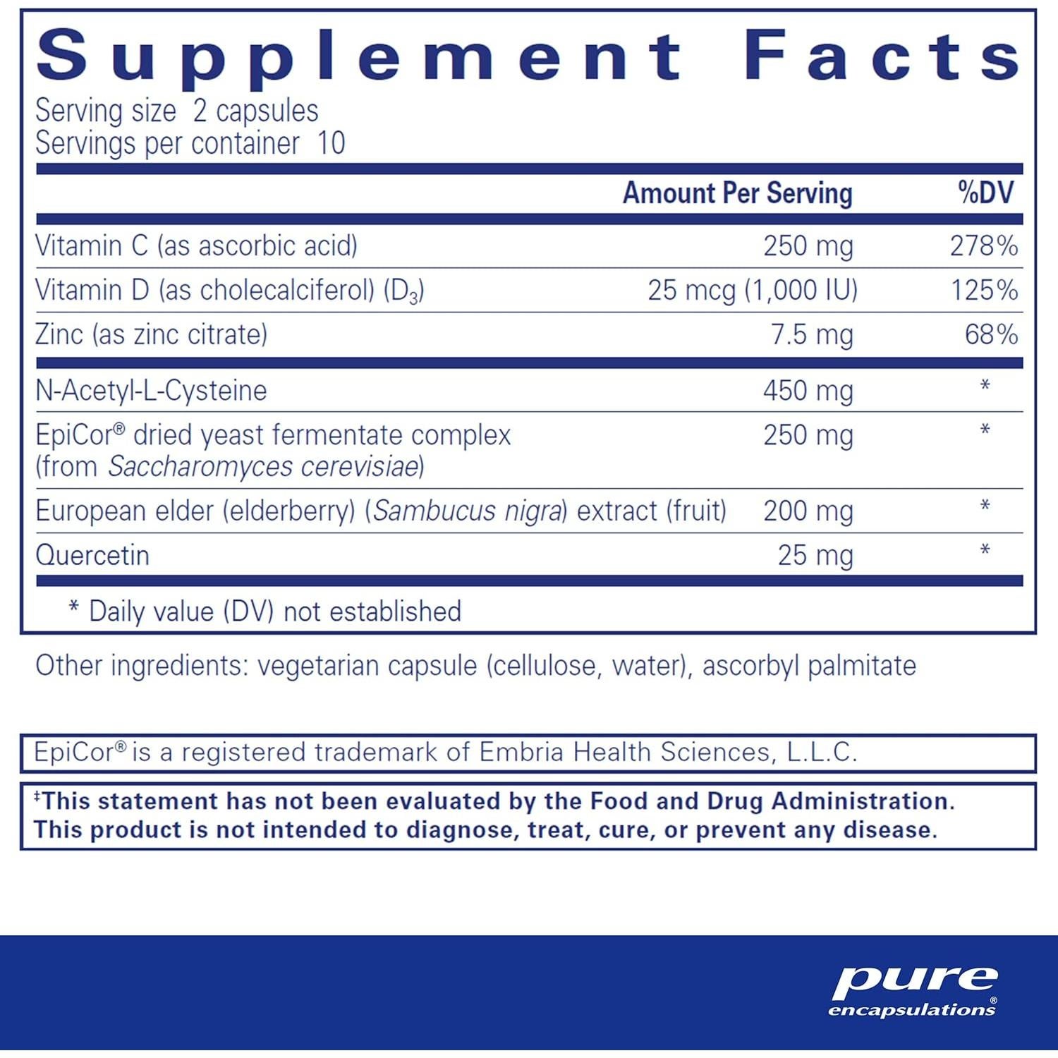 Suplemento Inmunológico Pure Encapsulations PureDefense 20 Cápsulas
