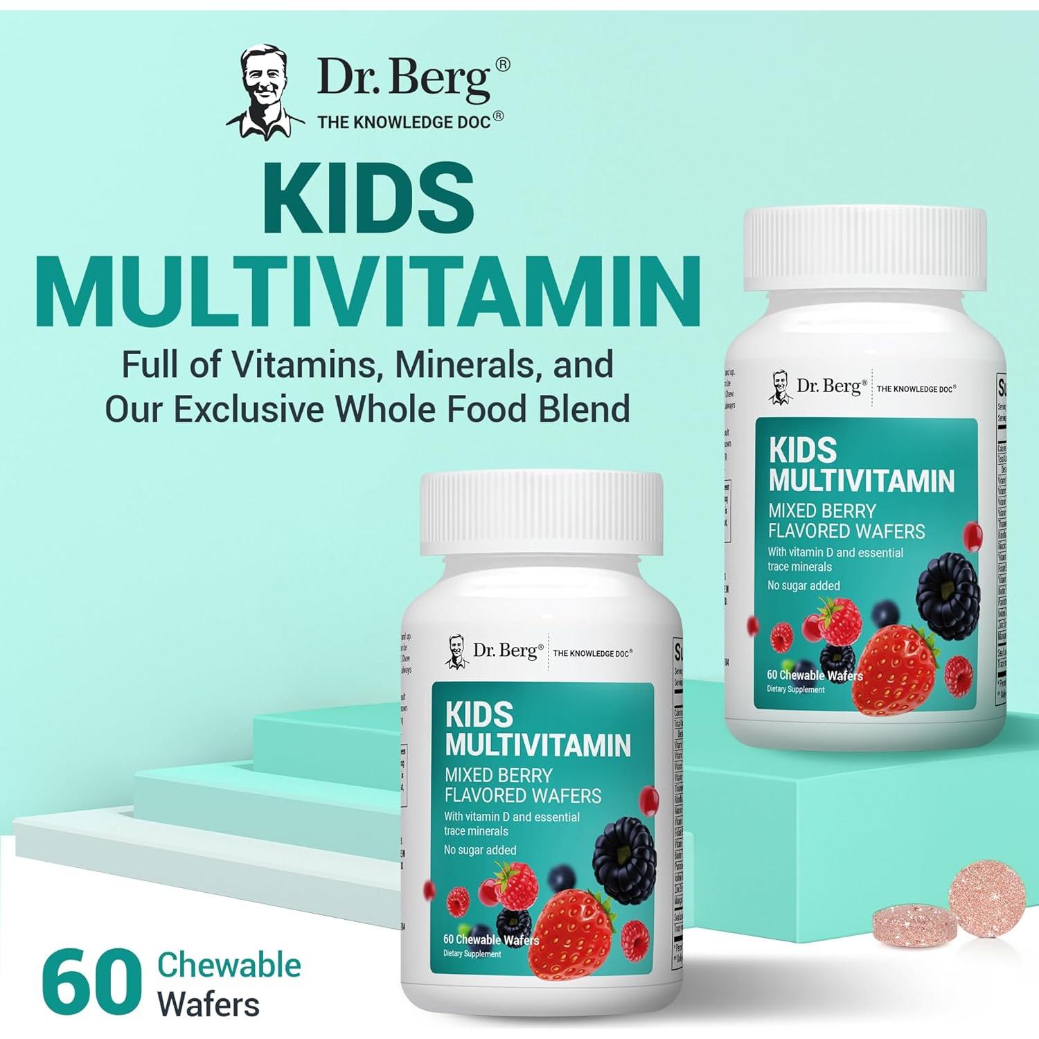 Multivitaminas Masticables Dr. Berg para Niños 60 Wafers Rojas