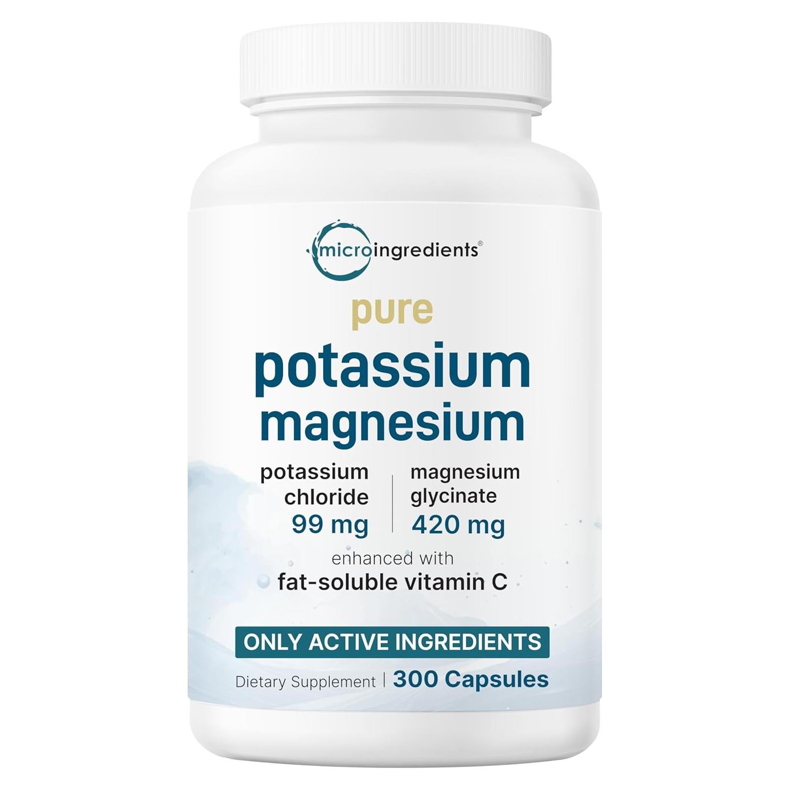 Suplemento de Potasio y Magnesio Micro Ingredients 300 Cápsulas