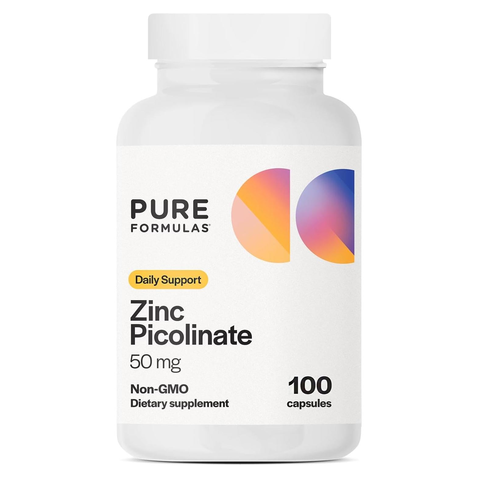 Suplemento de Zinc Picolinato PureFormulas 50 mg 100 Cápsulas
