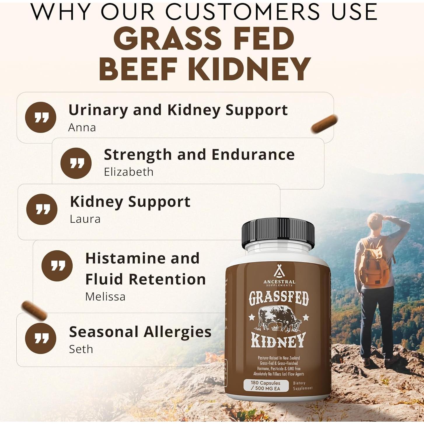 Suplemento de Riñón de Res Ancestral Supplements 3000mg 180 Cápsulas