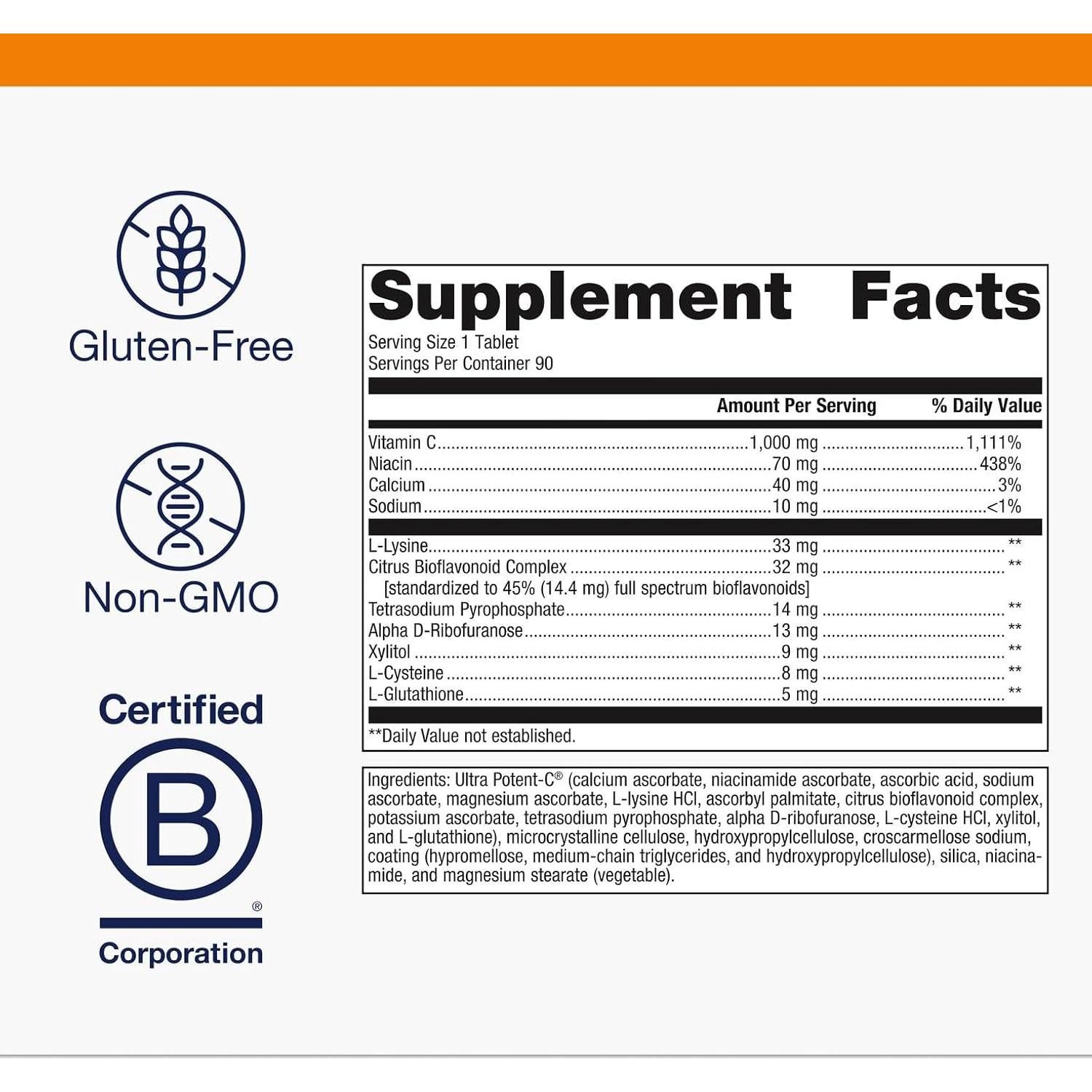 Metagenics Ultra Potent-C 1000 Vitamina C 90 Tabletas