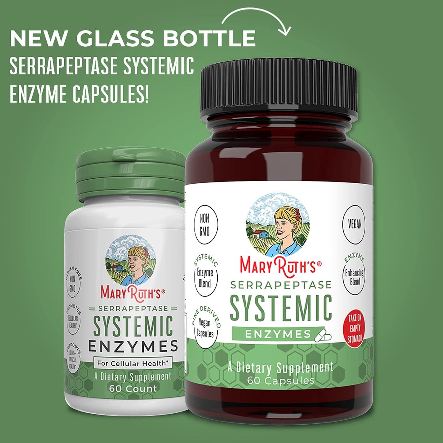 Cápsulas de Enzimas Serrapeptase MaryRuth 60 Veganas 140g