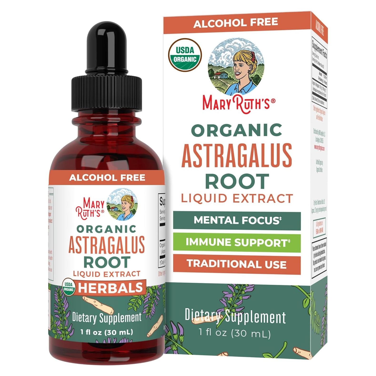 Gotas de Raíz de Astrágalo MaryRuth 30 mL Orgánico Vegano