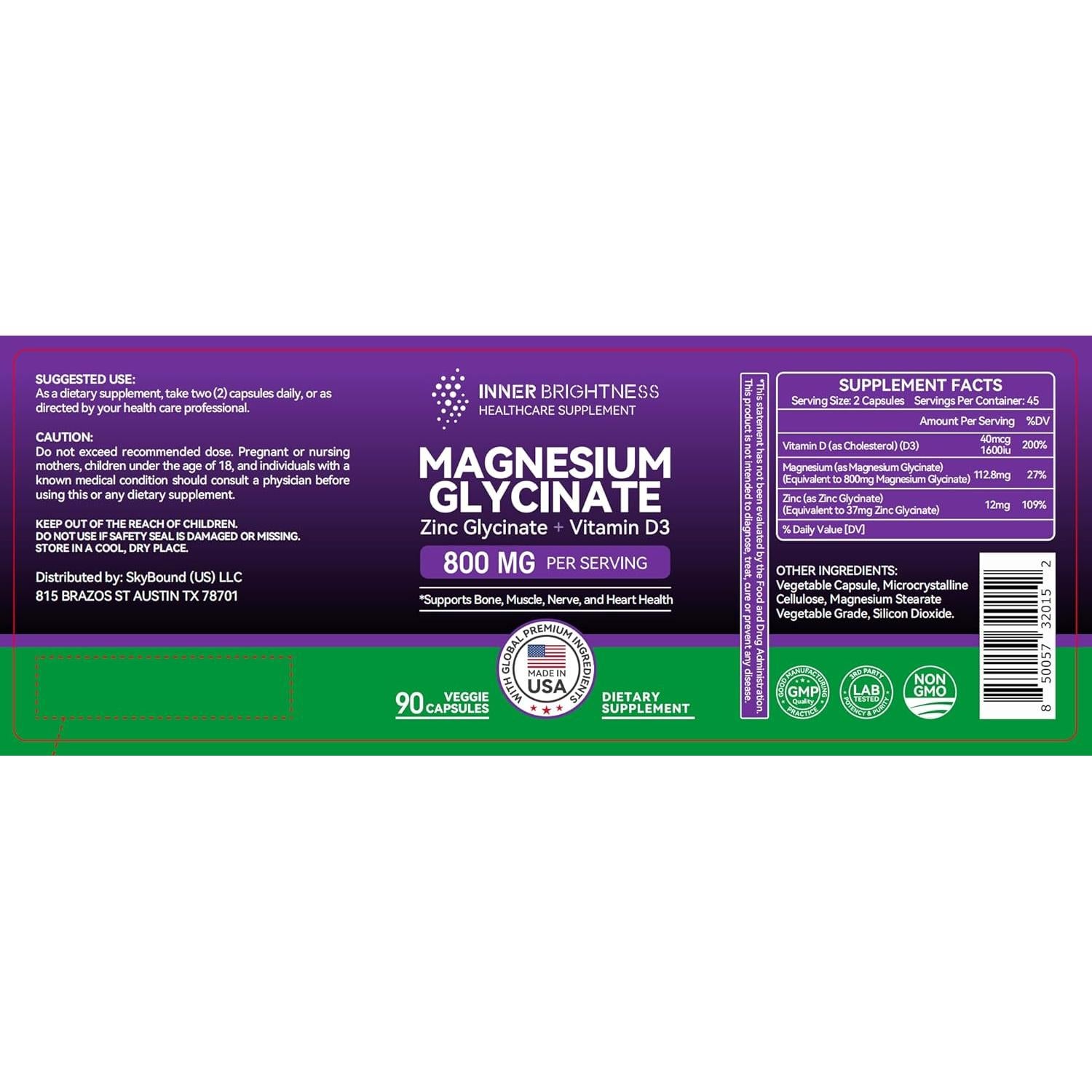 Glicinato de Magnesio Brillo Interno 90 Cápsulas Vegetarianas