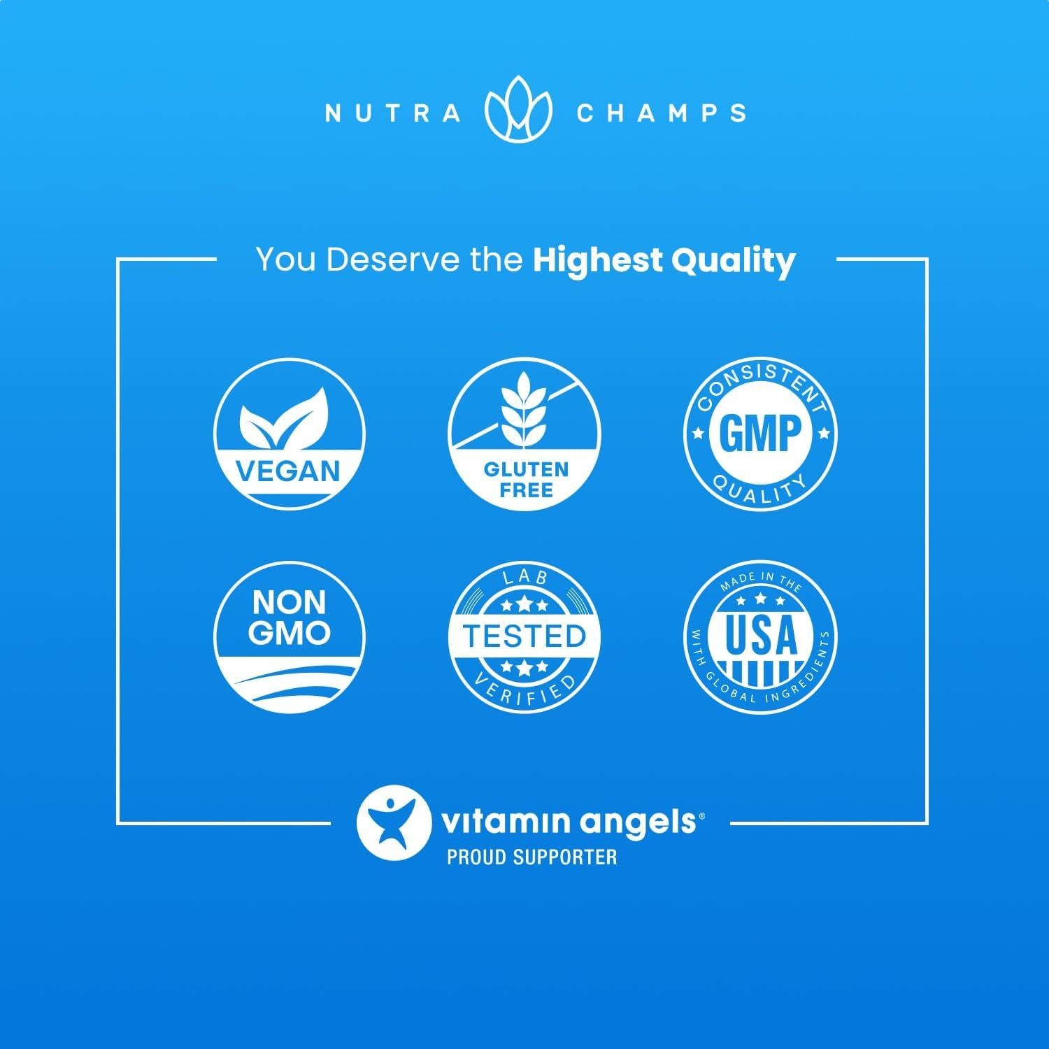 Suplemento de Magnesio, Zinc y Vitamina D3 NutraChamps - 120 Cápsulas Veganas