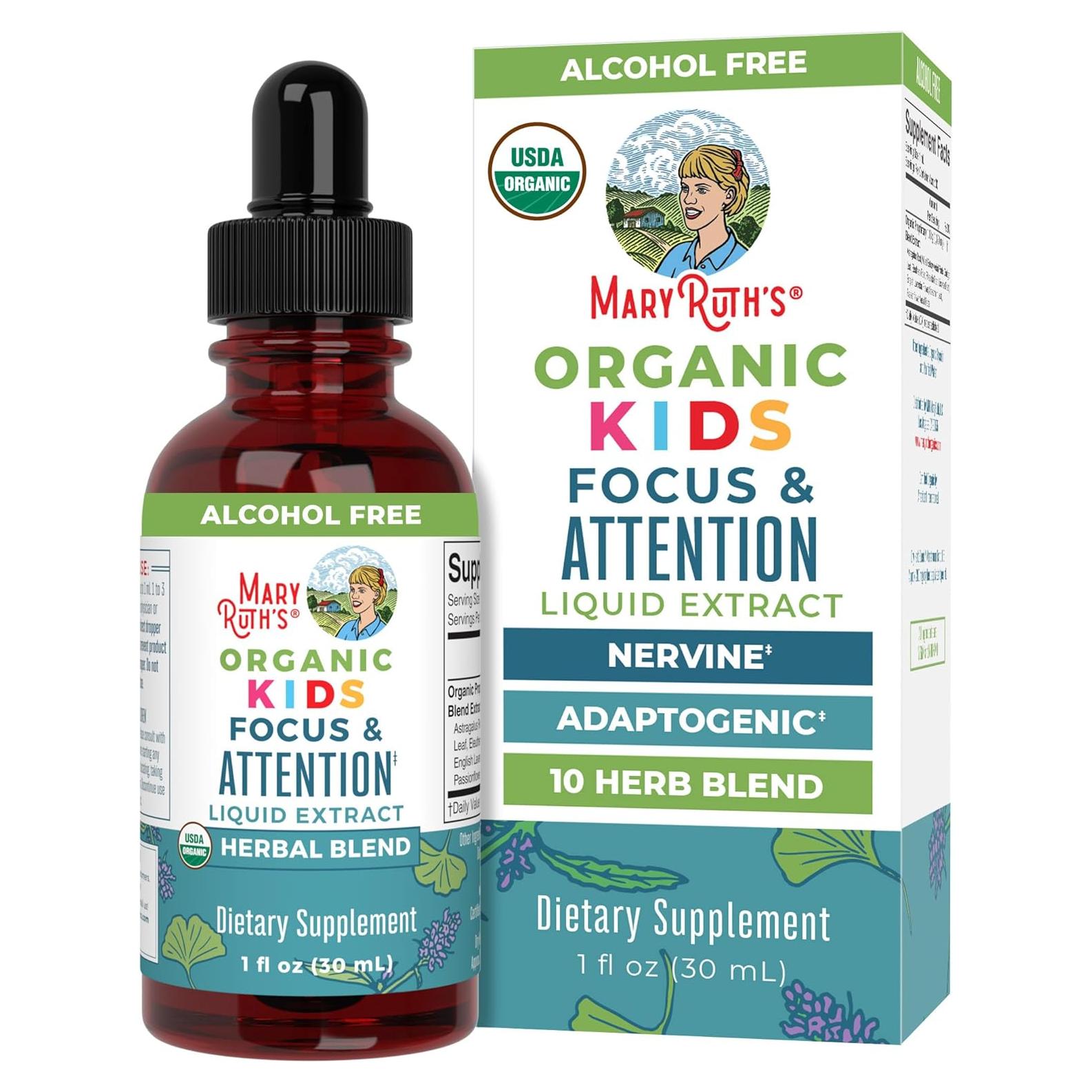 Suplemento para Niños MaryRuth Organics - Gotas de Concentración y Memoria, 30ml