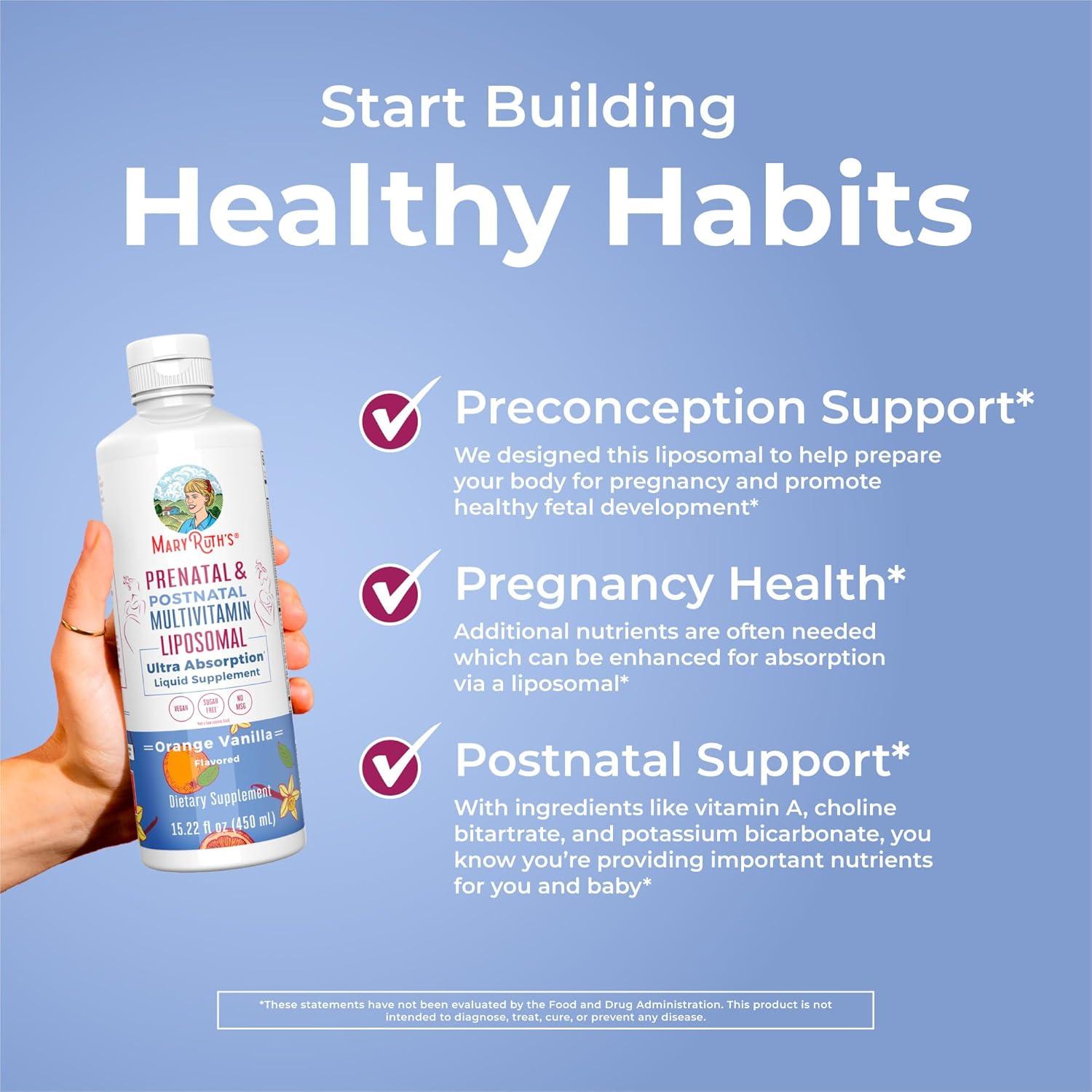 Multivitamínico Prenatal y Postnatal MaryRuth 30 Porciones