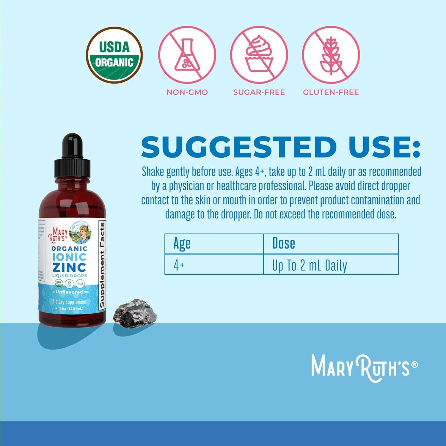 Suplemento de Zinc Líquido MaryRuth para Niños 59 mL - Vegano