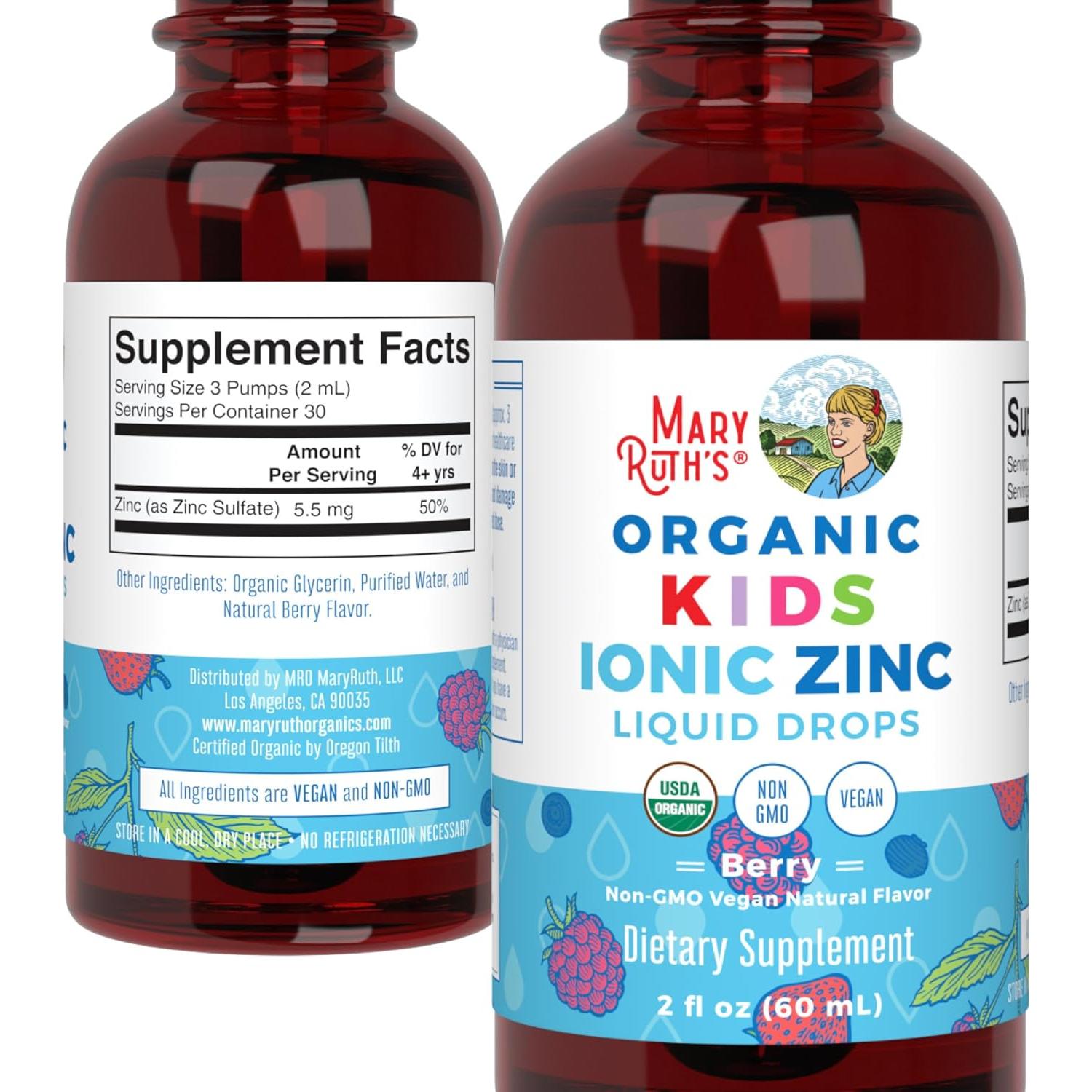 Suplemento de Zinc Líquido MaryRuth para Niños 59 mL - Vegano