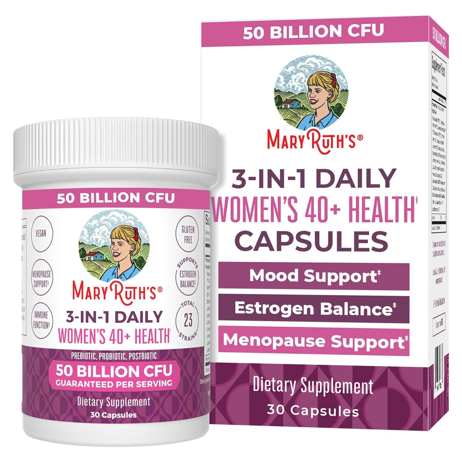 Suplemento Probiótico MaryRuth 40+ Mujeres 50 Mil Millones CFU