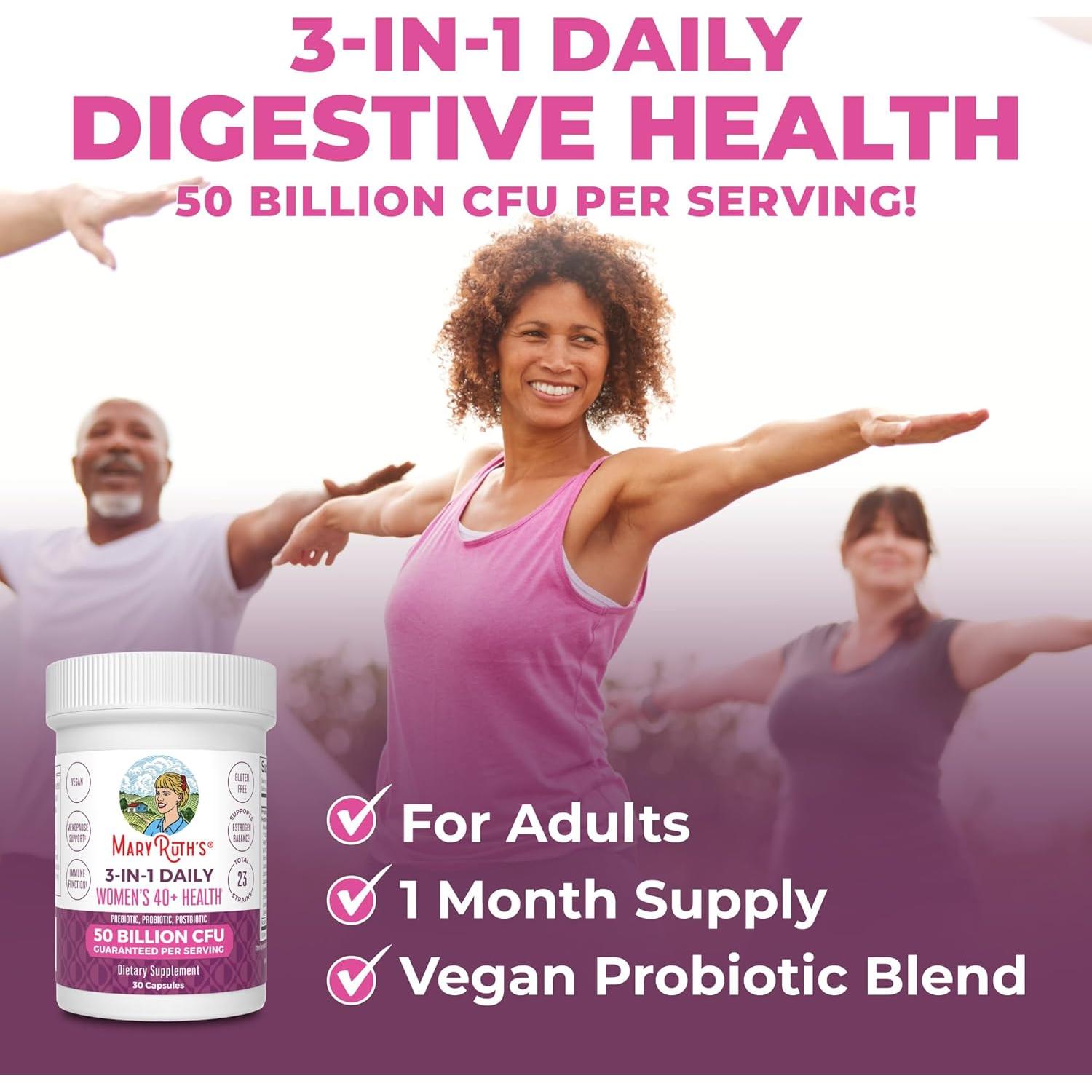 Suplemento Probiótico MaryRuth 40+ Mujeres 50 Mil Millones CFU