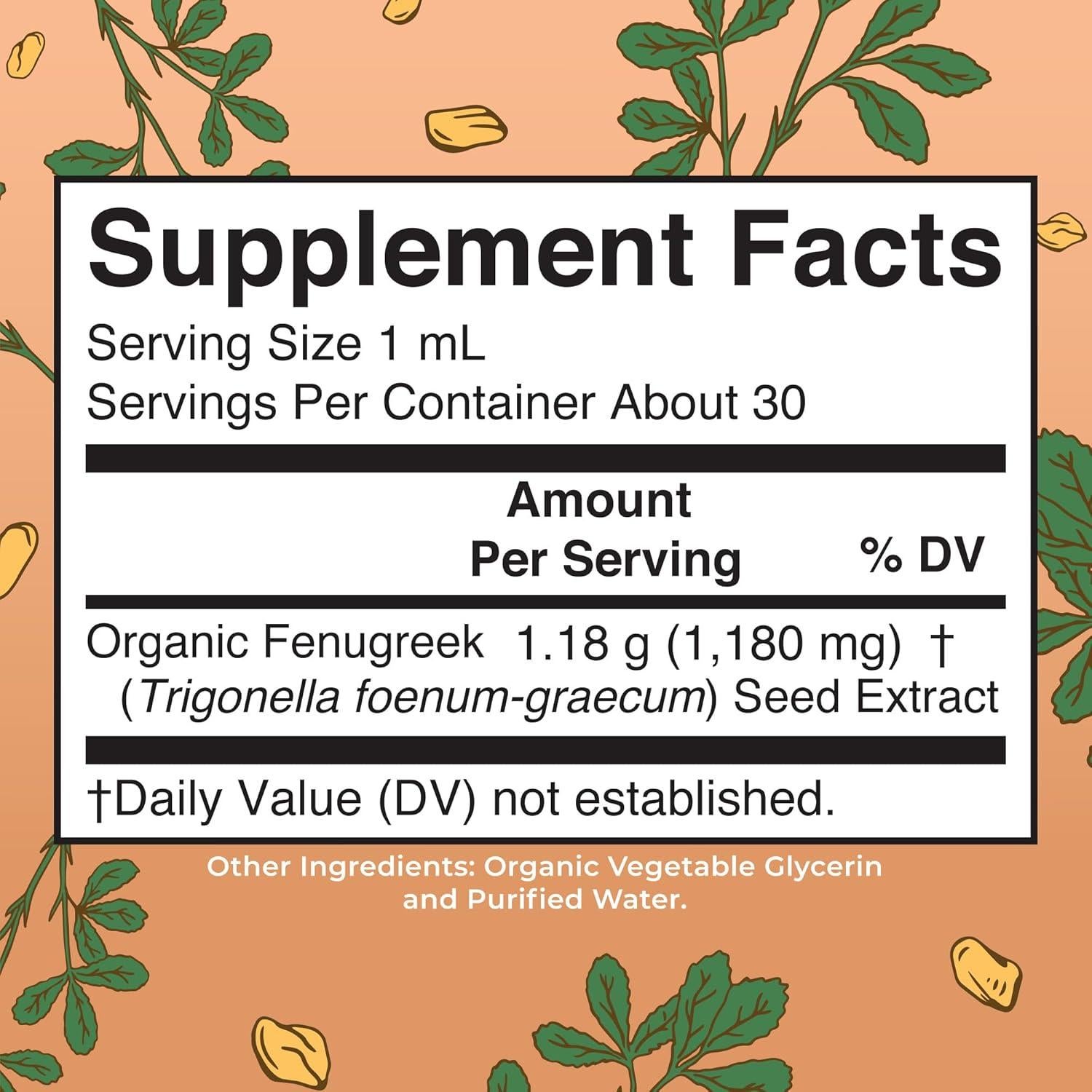 Extracto Líquido de Semilla de Fenogreco Orgánico MaryRuth's 30ml