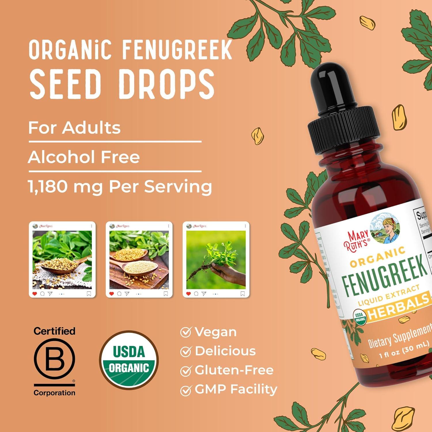 Extracto Líquido de Semilla de Fenogreco Orgánico MaryRuth's 30ml