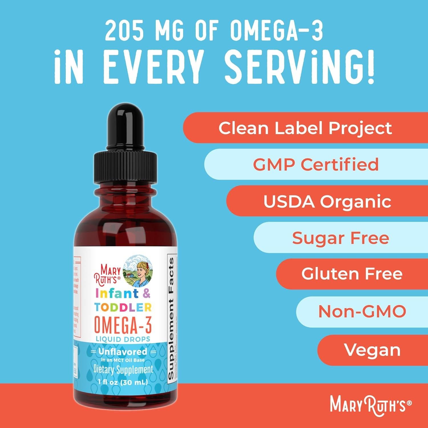 Gotas Líquidas Omega-3 MaryRuth Organics 29.57 ml - Bebés