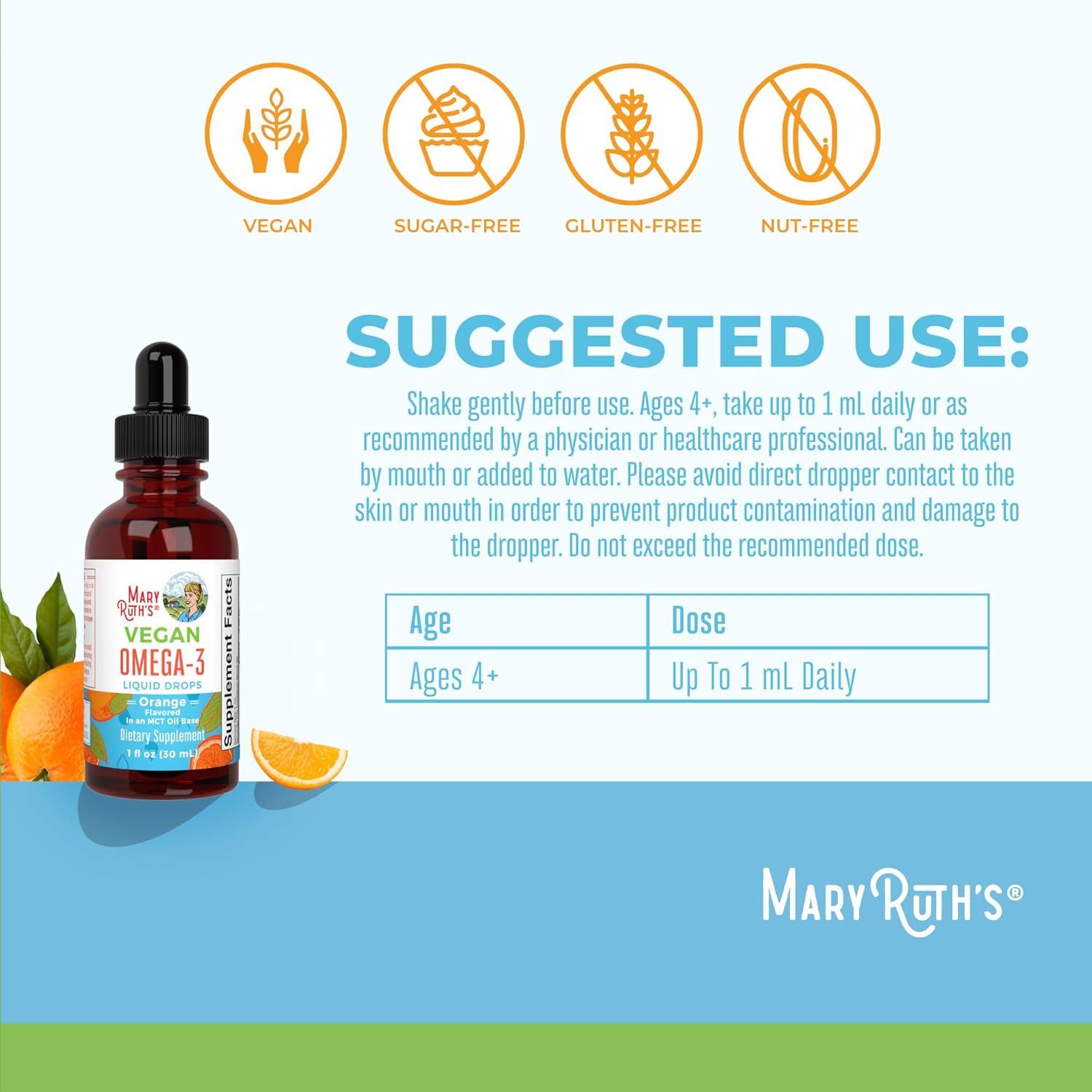 Gotas Omega 3 MaryRuth Organics 29.57ml | 400mg DHA | Salud Familiar