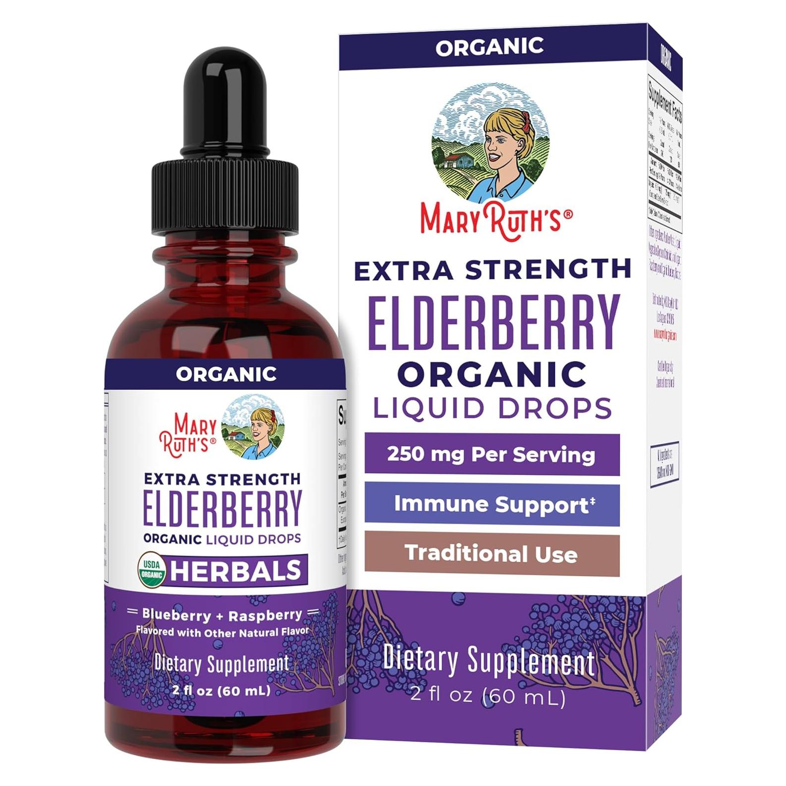 Jarabe de Saúco Extra Fuerte MaryRuth 59 ml Vegano Sin Azúcar