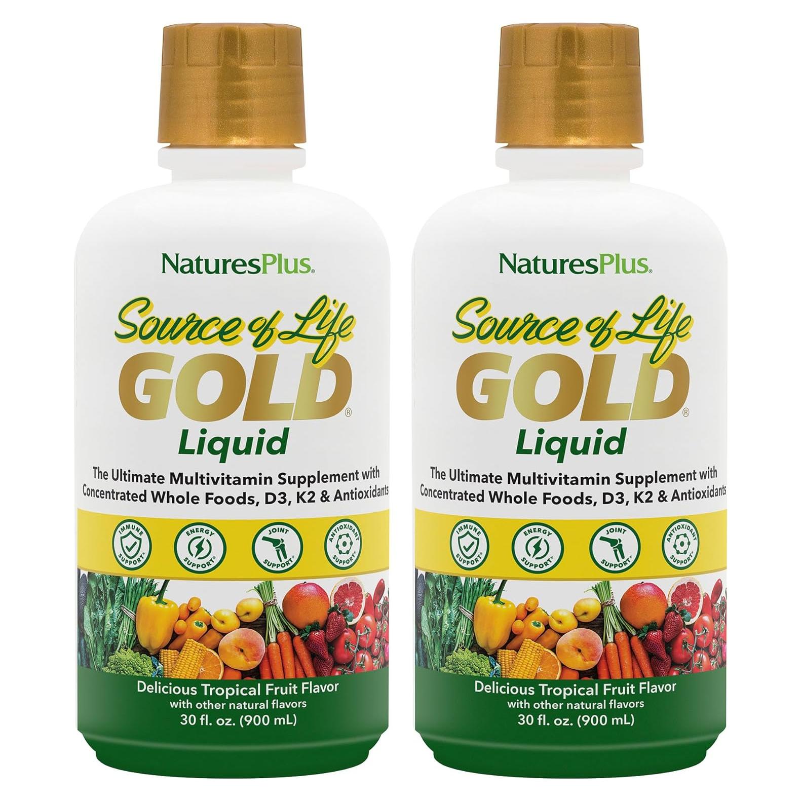 Multivitamina Líquida Natures Plus Fuente de Vida Oro 887 ml - 60 Porciones