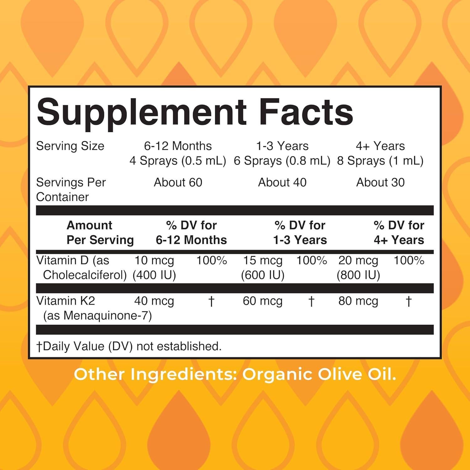 Spray Líquido Vitamina D3 + K2 MaryRuth's 30 Porciones Vegano