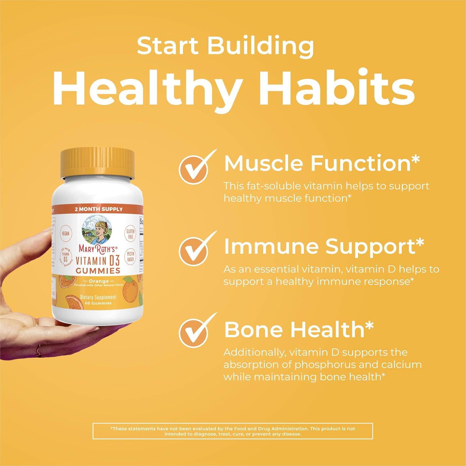Gomas de Vitamina D3 MaryRuth 1000UI Veganas 60 Unidades
