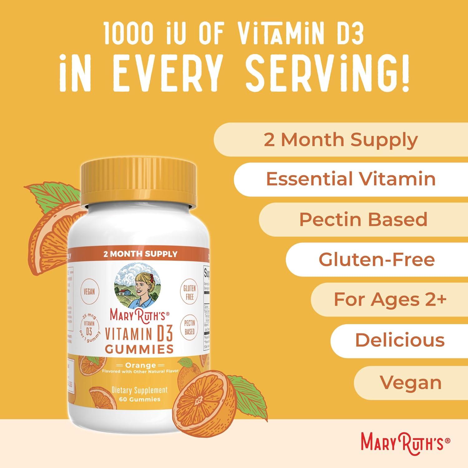 Gomas de Vitamina D3 MaryRuth 1000UI Veganas 60 Unidades