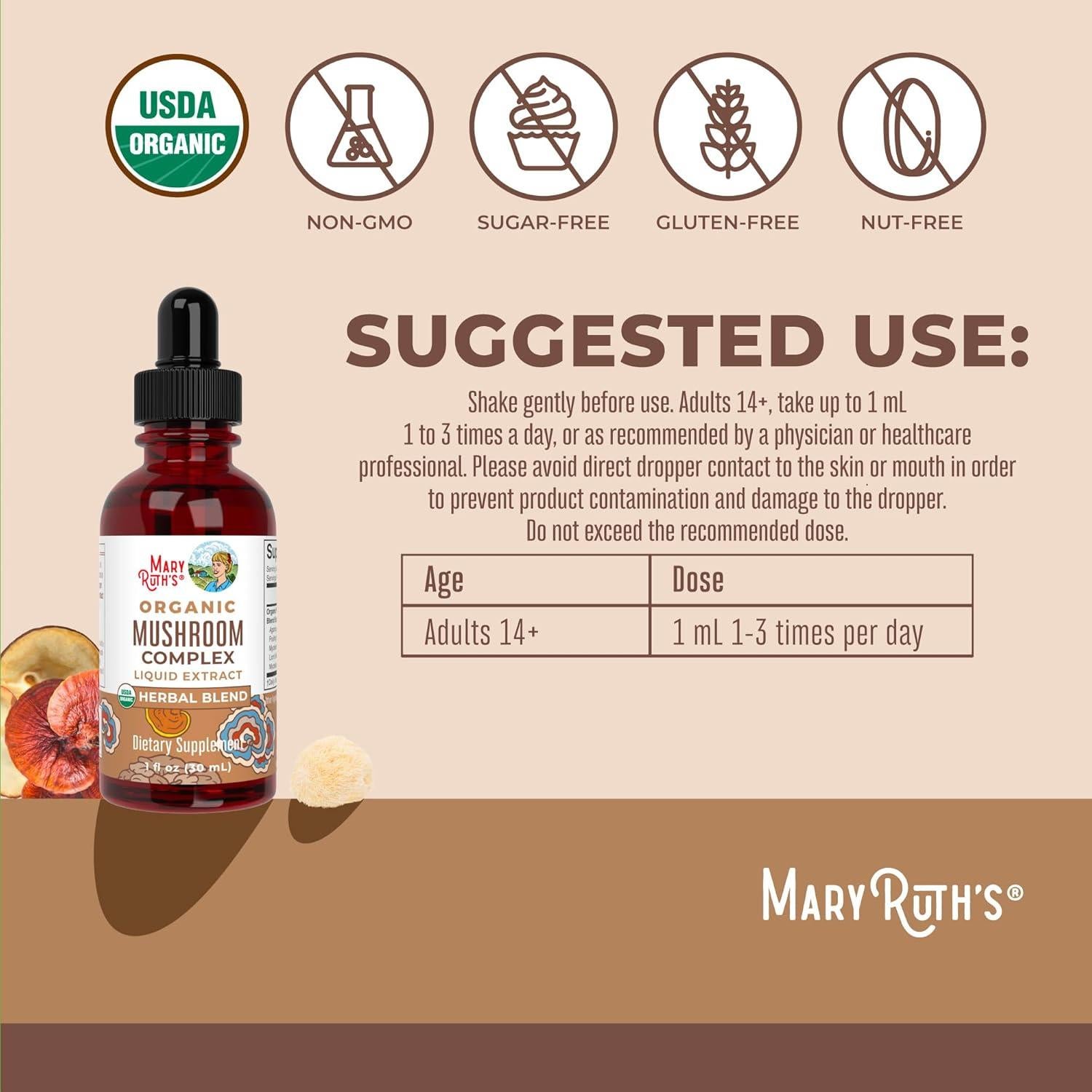 Gotas Líquidas Herbales MaryRuth Organics 30ml - Complejo de Hongos