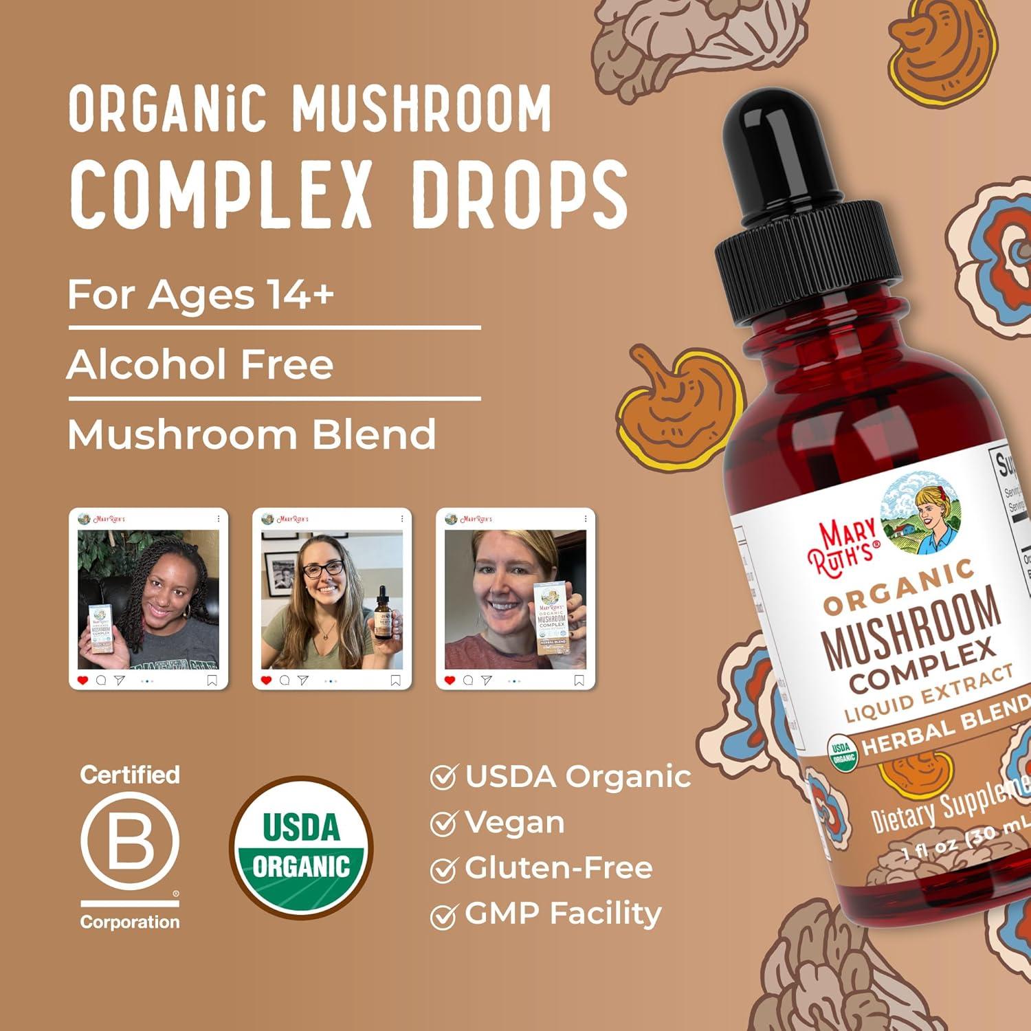 Gotas Líquidas Herbales MaryRuth Organics 30ml - Complejo de Hongos