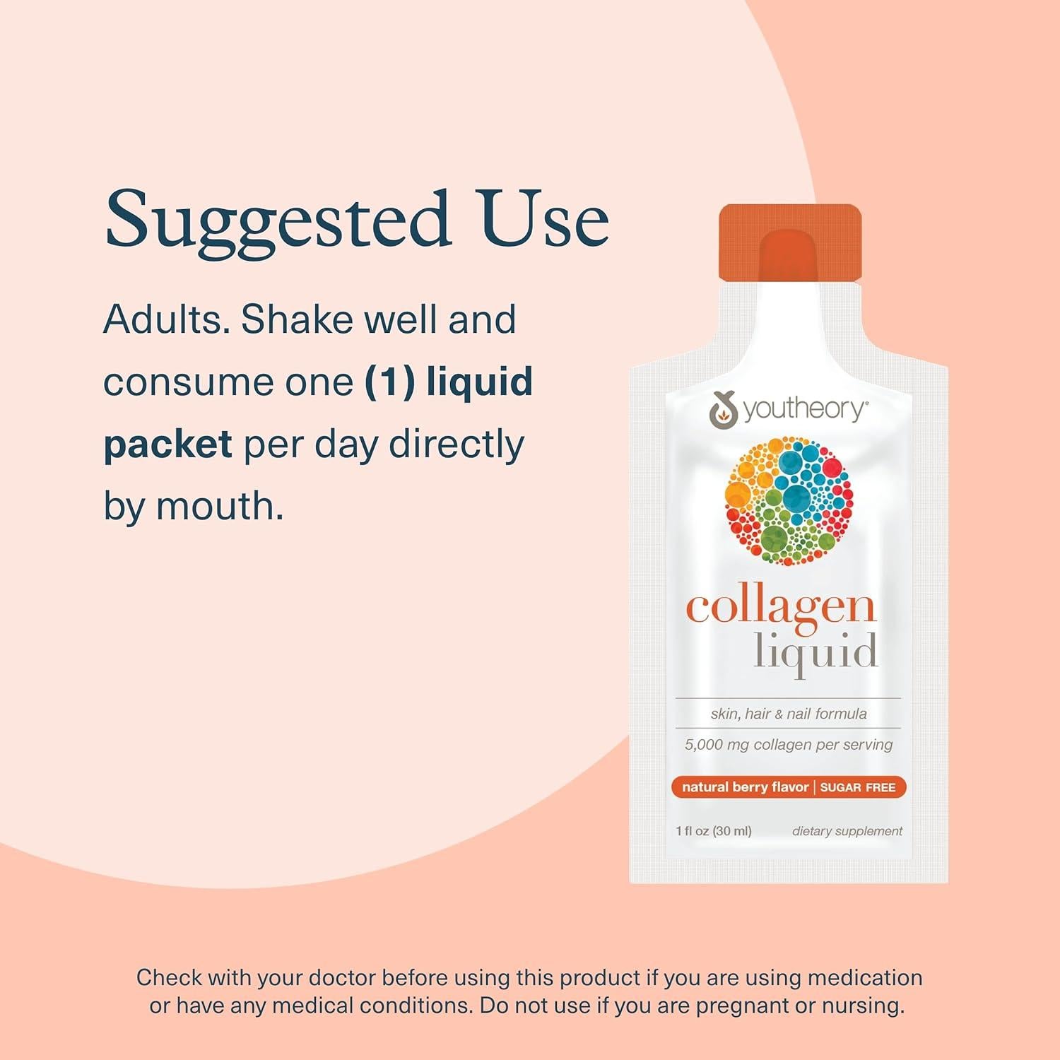 Youtheory Colágeno Líquido 5000 mg - 12 Porciones Sabor Baya