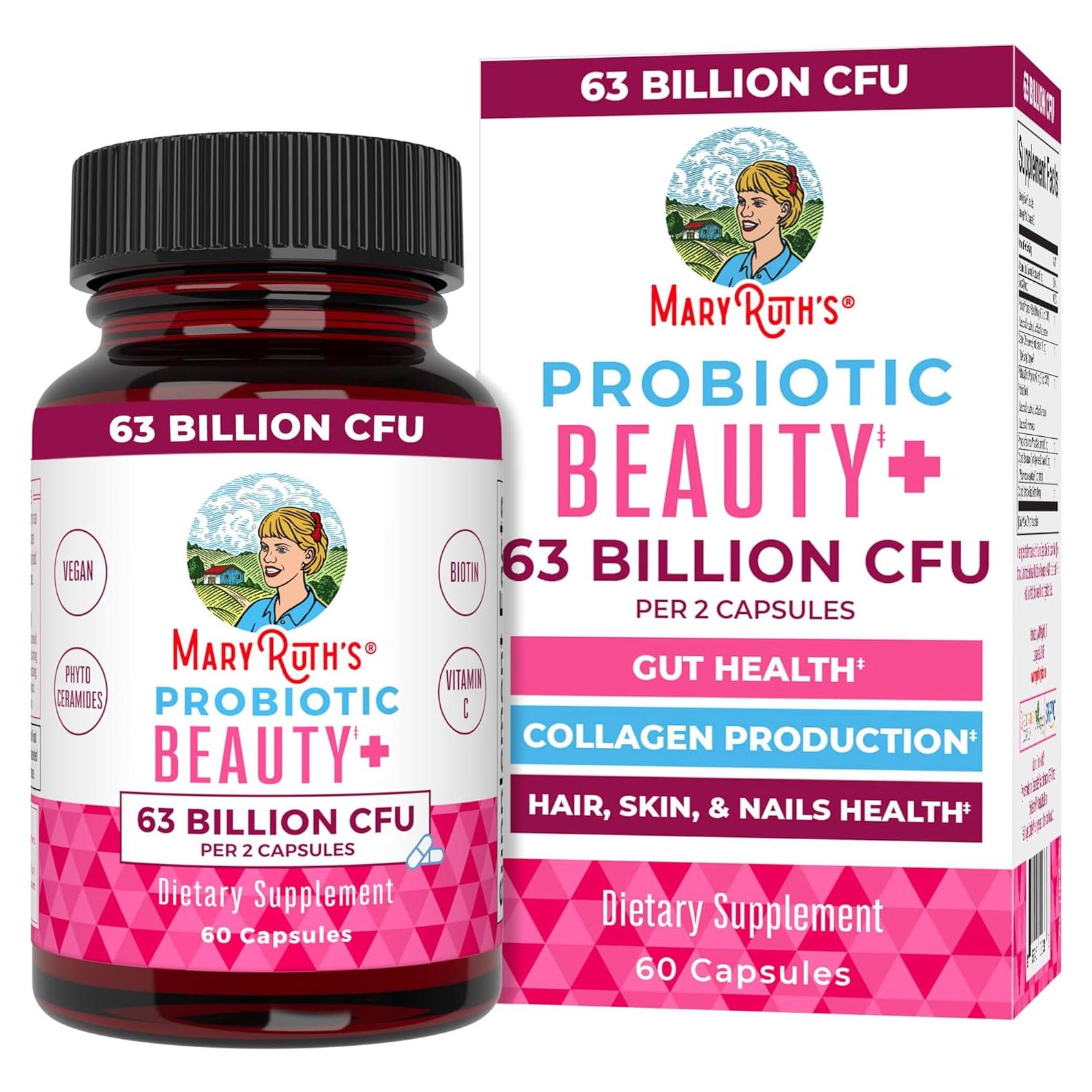 Cápsulas de Belleza Probioticas MaryRuth 60 Unidades Veganas