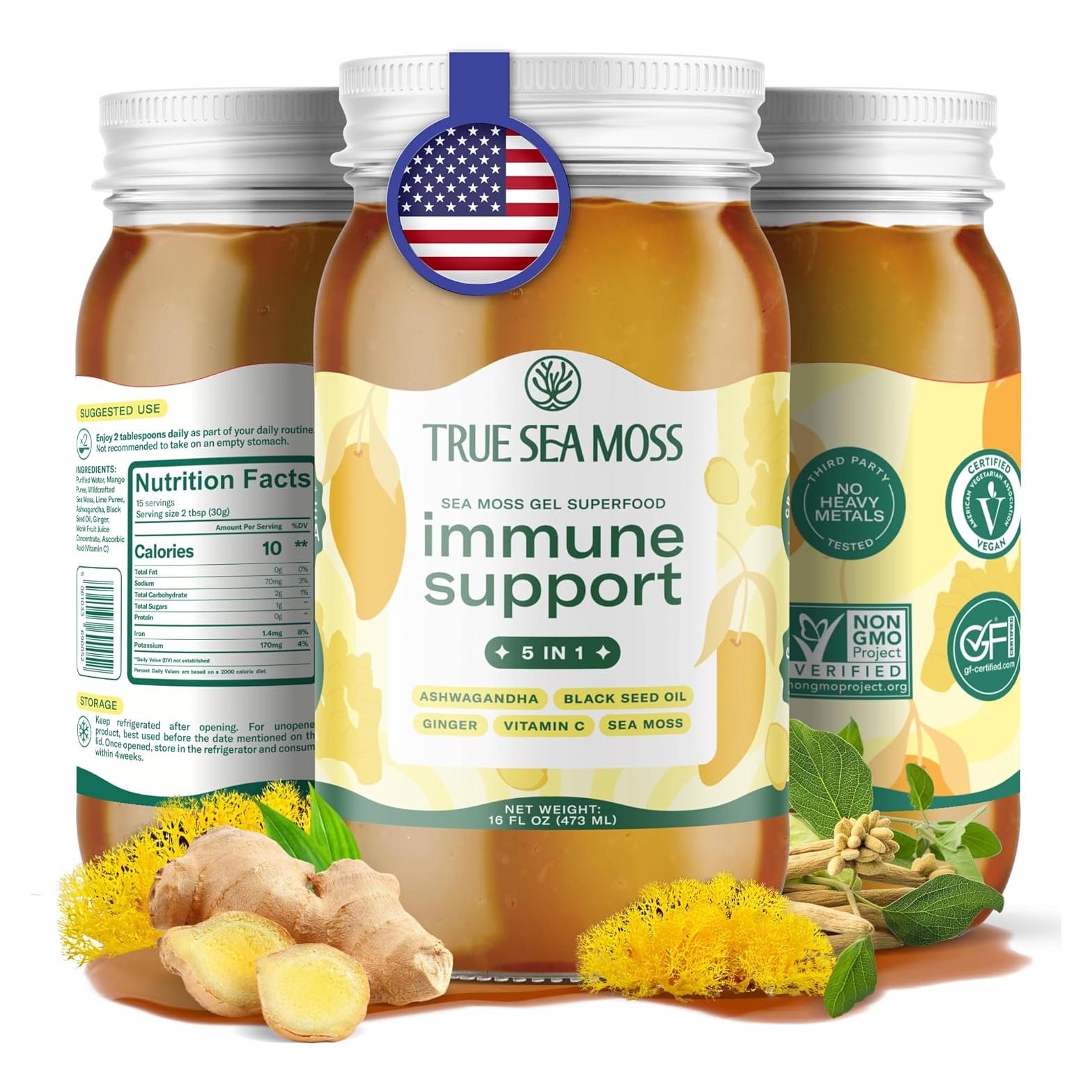 Gel de Musgo Marino TrueSeaMoss 473ml - Fómula 5 en 1 con Ashwagandha