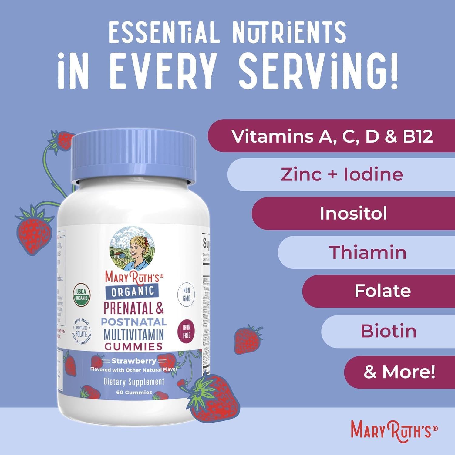 Vitaminas Prenatales Orgánicas MaryRuth 30 Gominolas Veganas