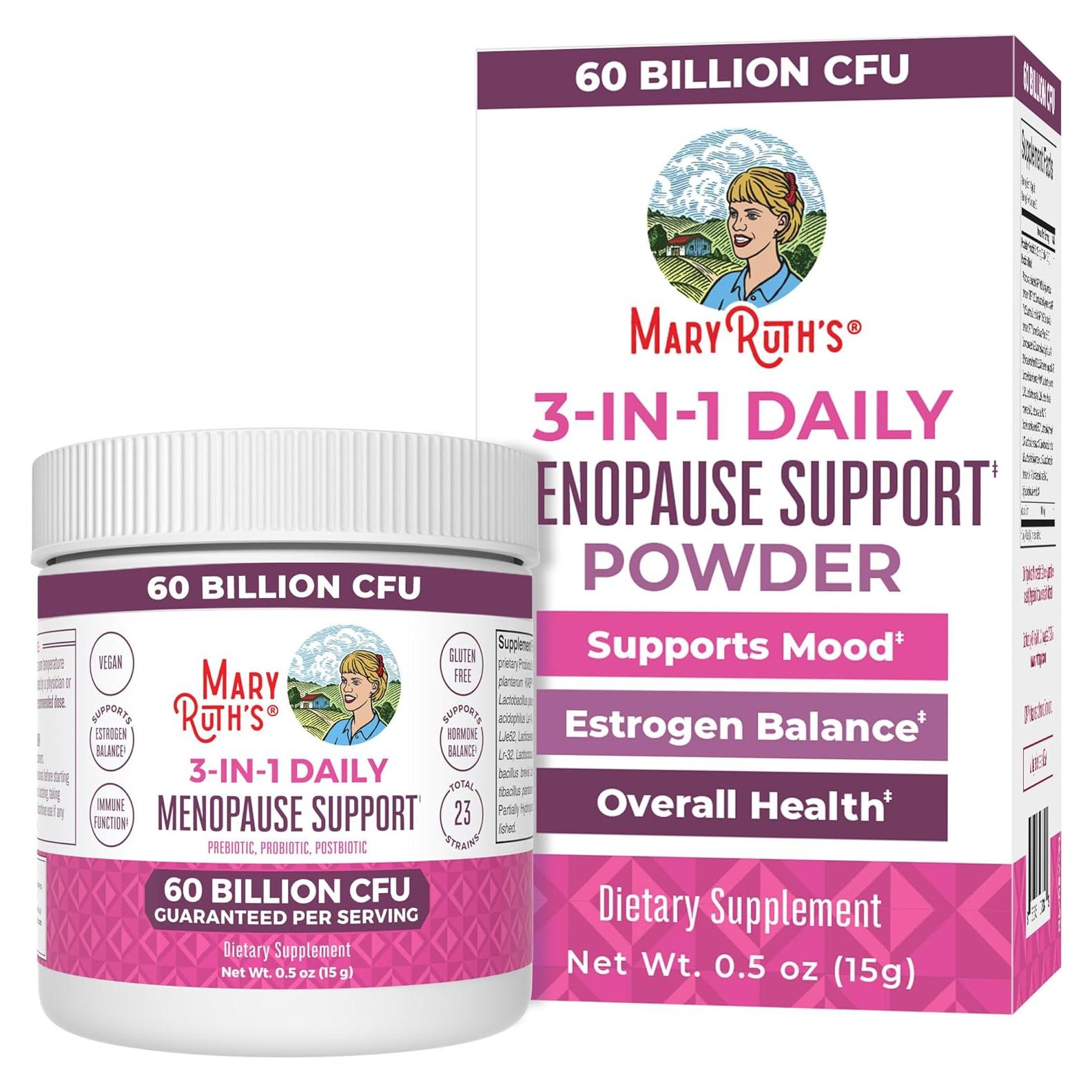 Suplemento Probiotico MaryRuth para Menopausia 3-en-1 60 Mil Millones CFU