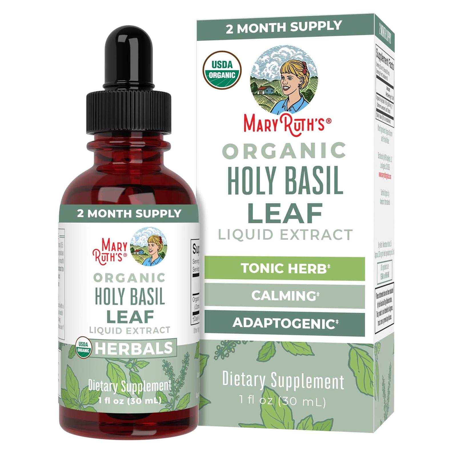 Gotas Líquidas de Albahaca Sagrada MaryRuth 30 ml Vegano