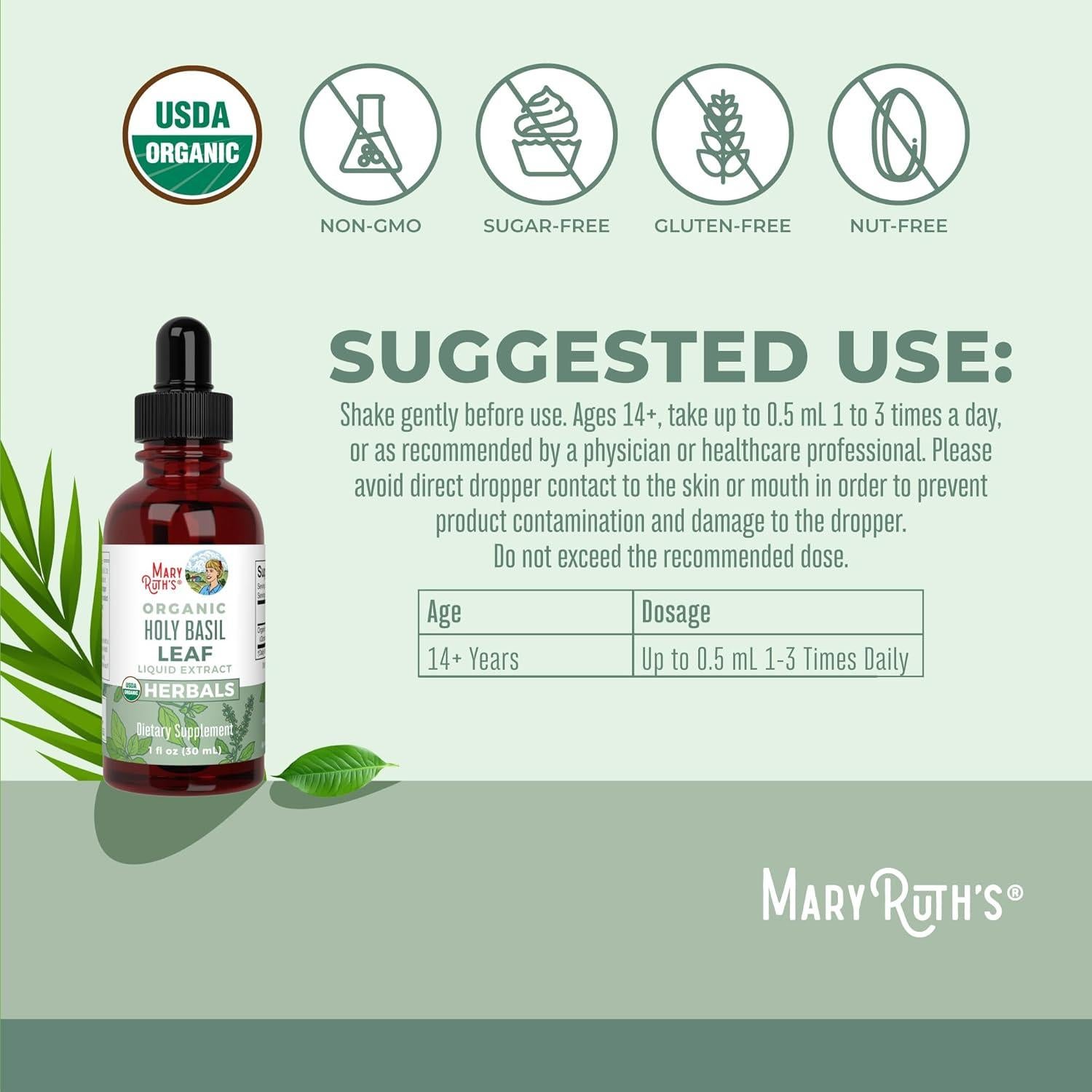 Gotas Líquidas de Albahaca Sagrada MaryRuth 30 ml Vegano