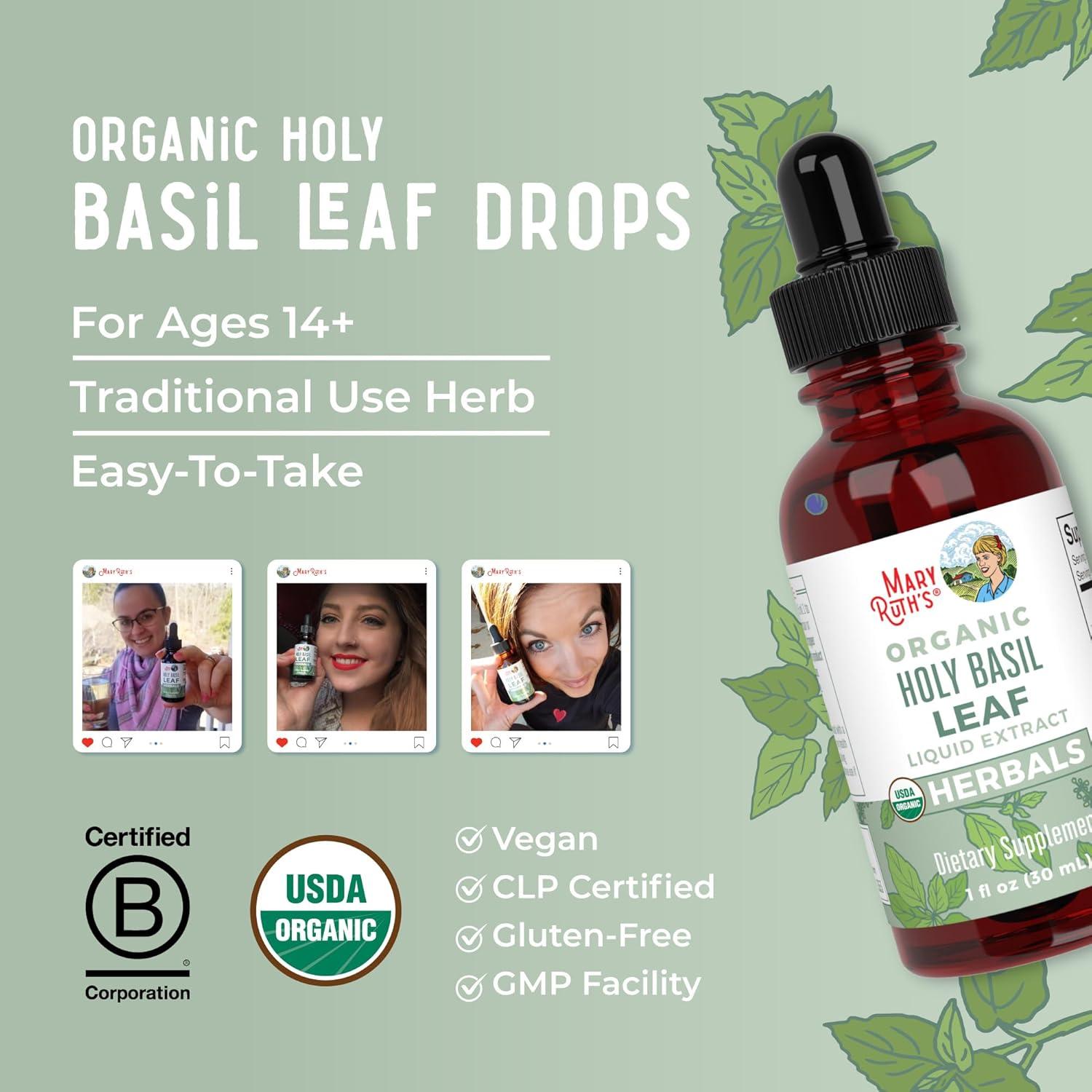 Gotas Líquidas de Albahaca Sagrada MaryRuth 30 ml Vegano