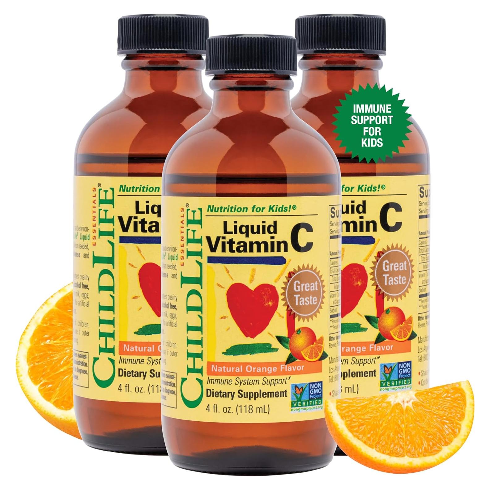 Vitamina C Líquida Esenciales para Niños - 118 ml x 3 - Sabor Naranja