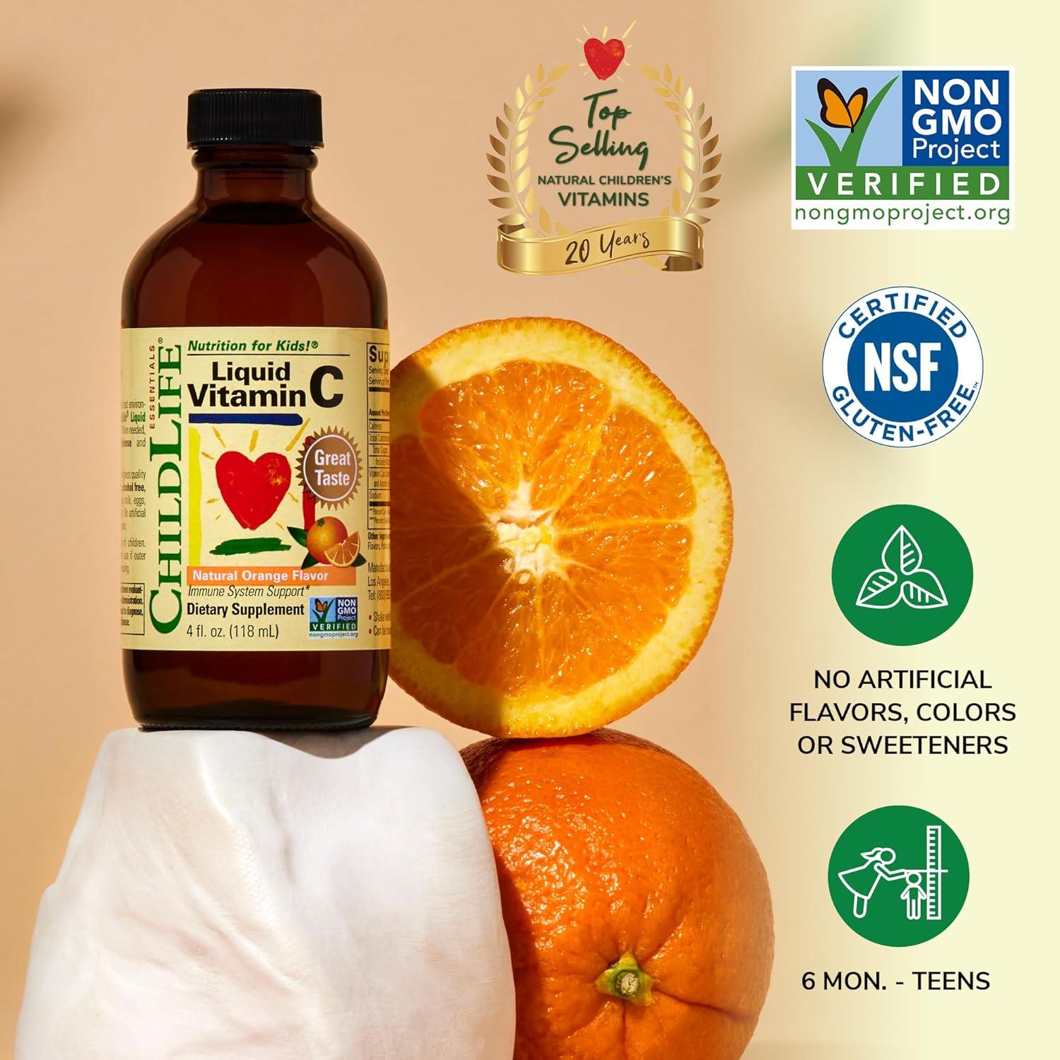 Vitamina C Líquida Esenciales para Niños - 118 ml x 3 - Sabor Naranja