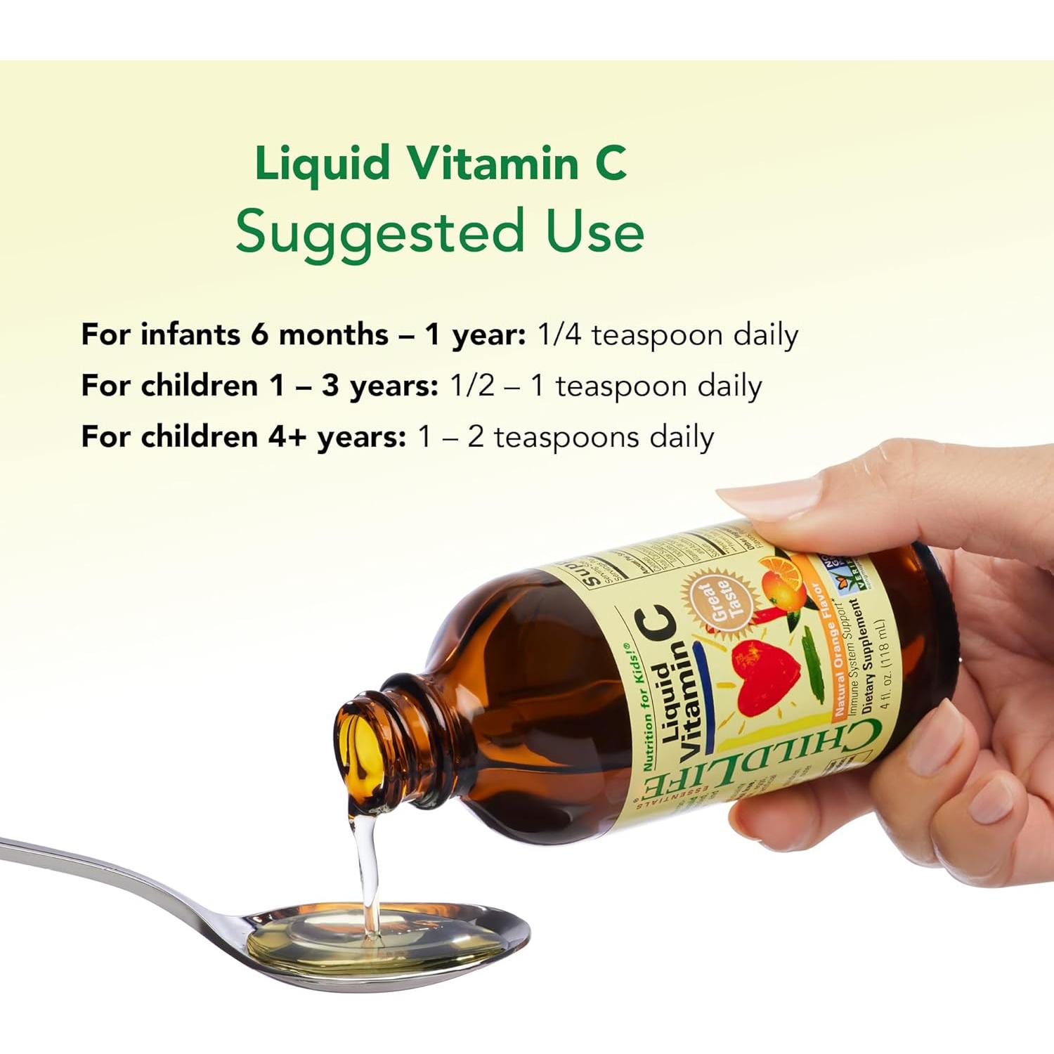 Vitamina C Líquida Esenciales para Niños - 118 ml x 3 - Sabor Naranja