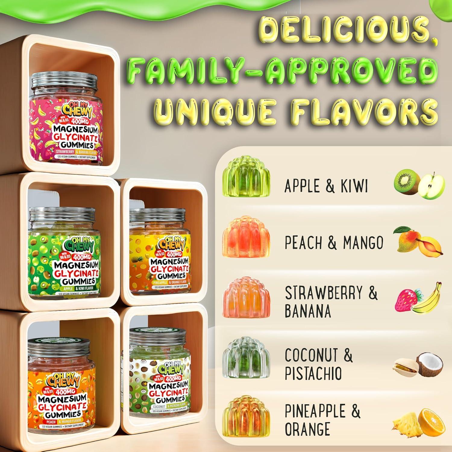 Gomitas de Glicinato de Magnesio Oh My Chewy 400mg - 60 Unidades