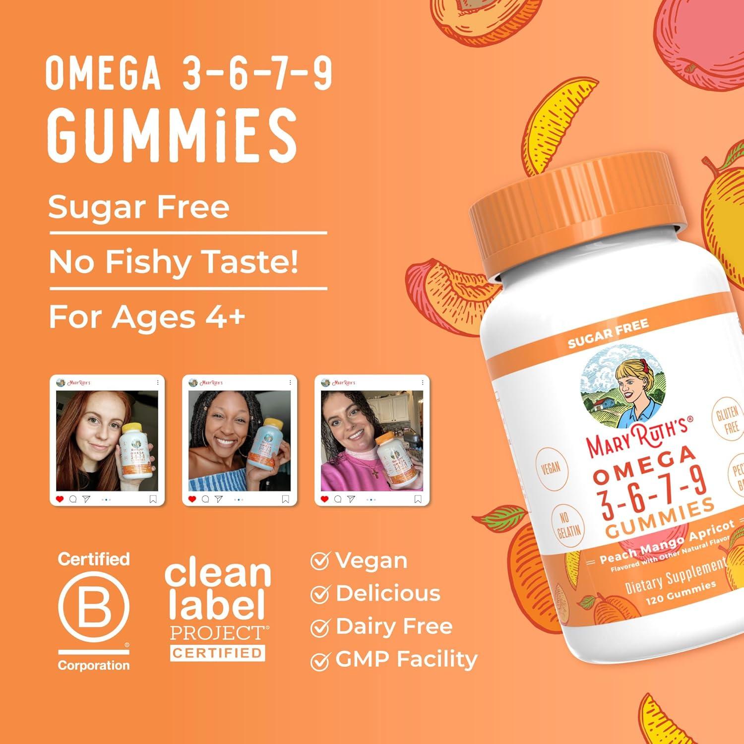 Gomas Veganas Omega 3-6-7-9 MaryRuth Organics 120 Unidades