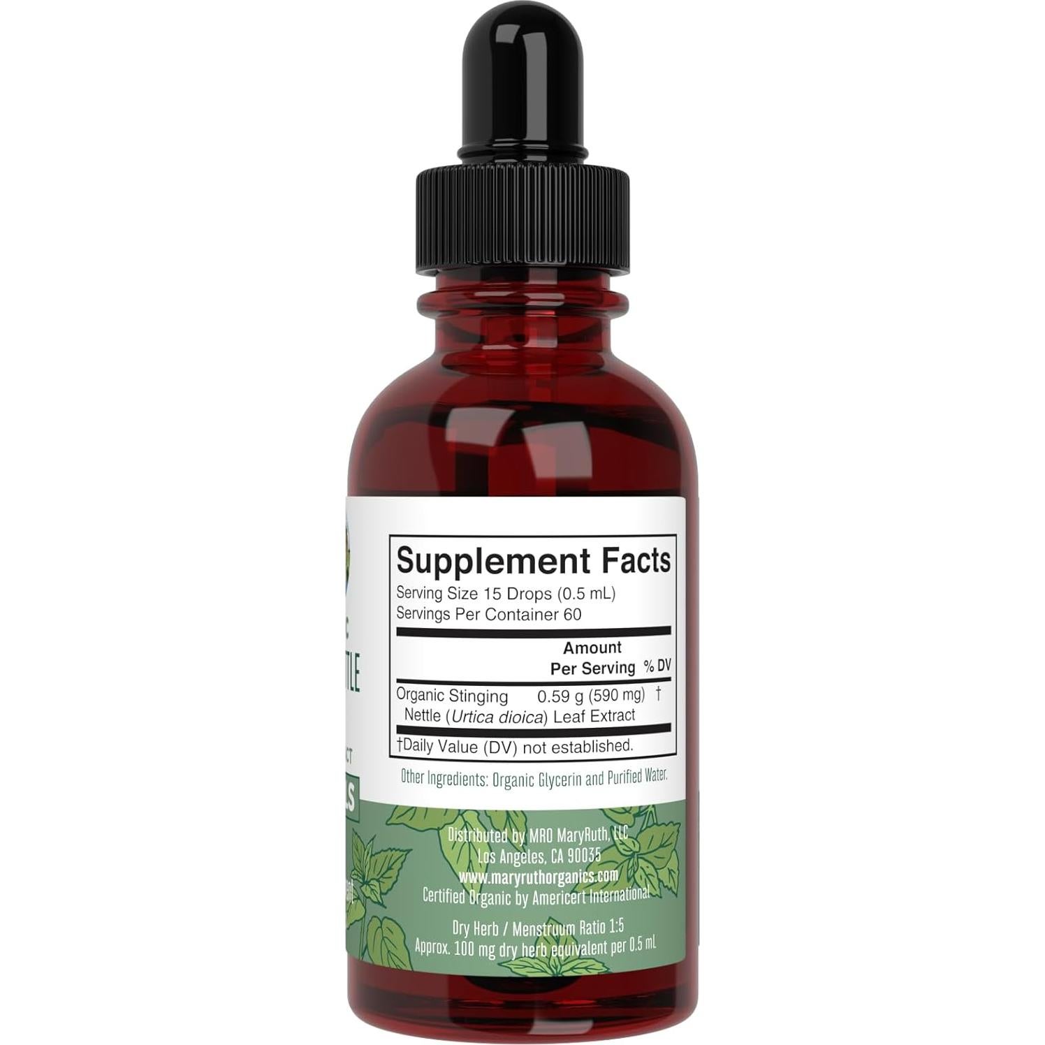 Extracto de Hoja de Ortiga MaryRuth 29.57 mL Orgánico Vegano