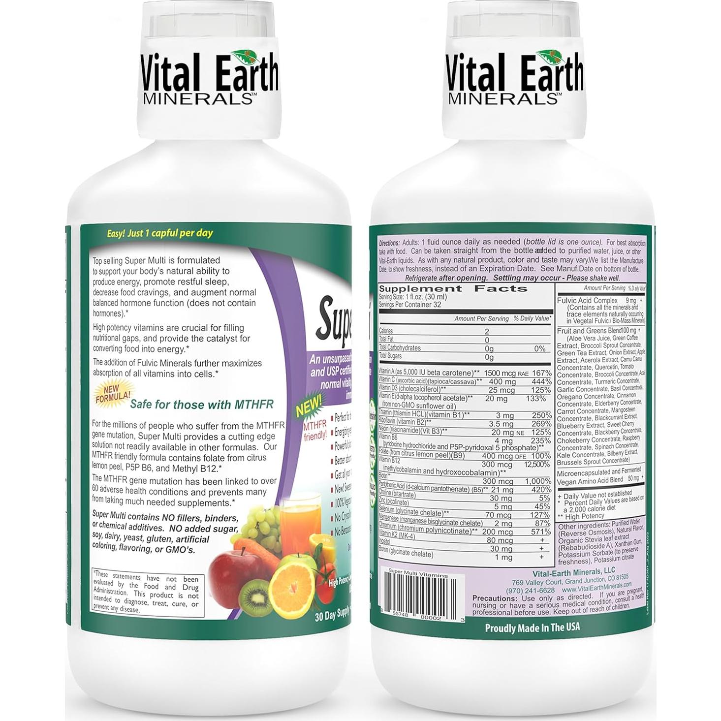 Multivitaminas Líquidas Vital Earth 946 ml con Ácido Fulvico